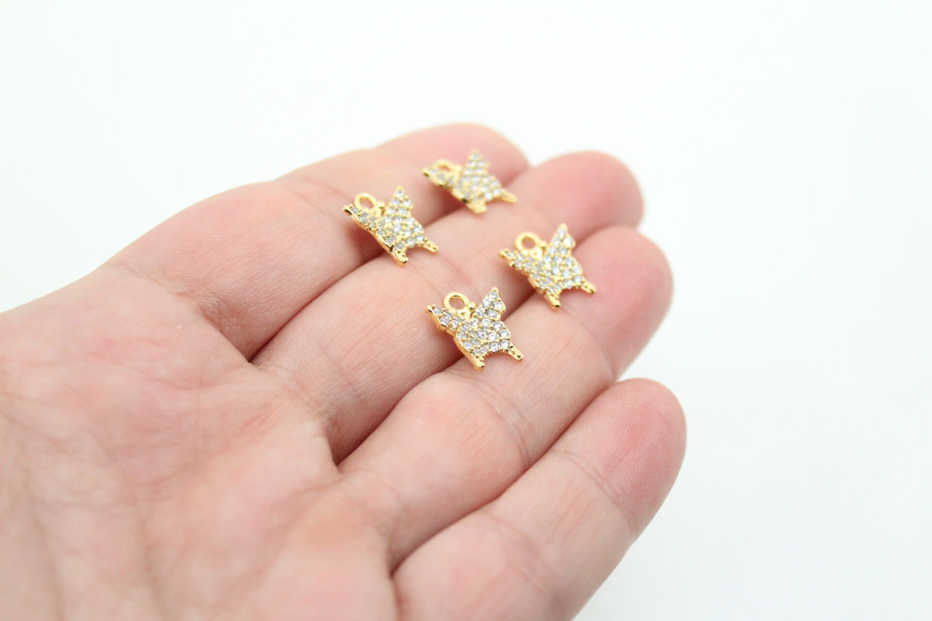 Altın Kaplama Zirkonlu Kelebek