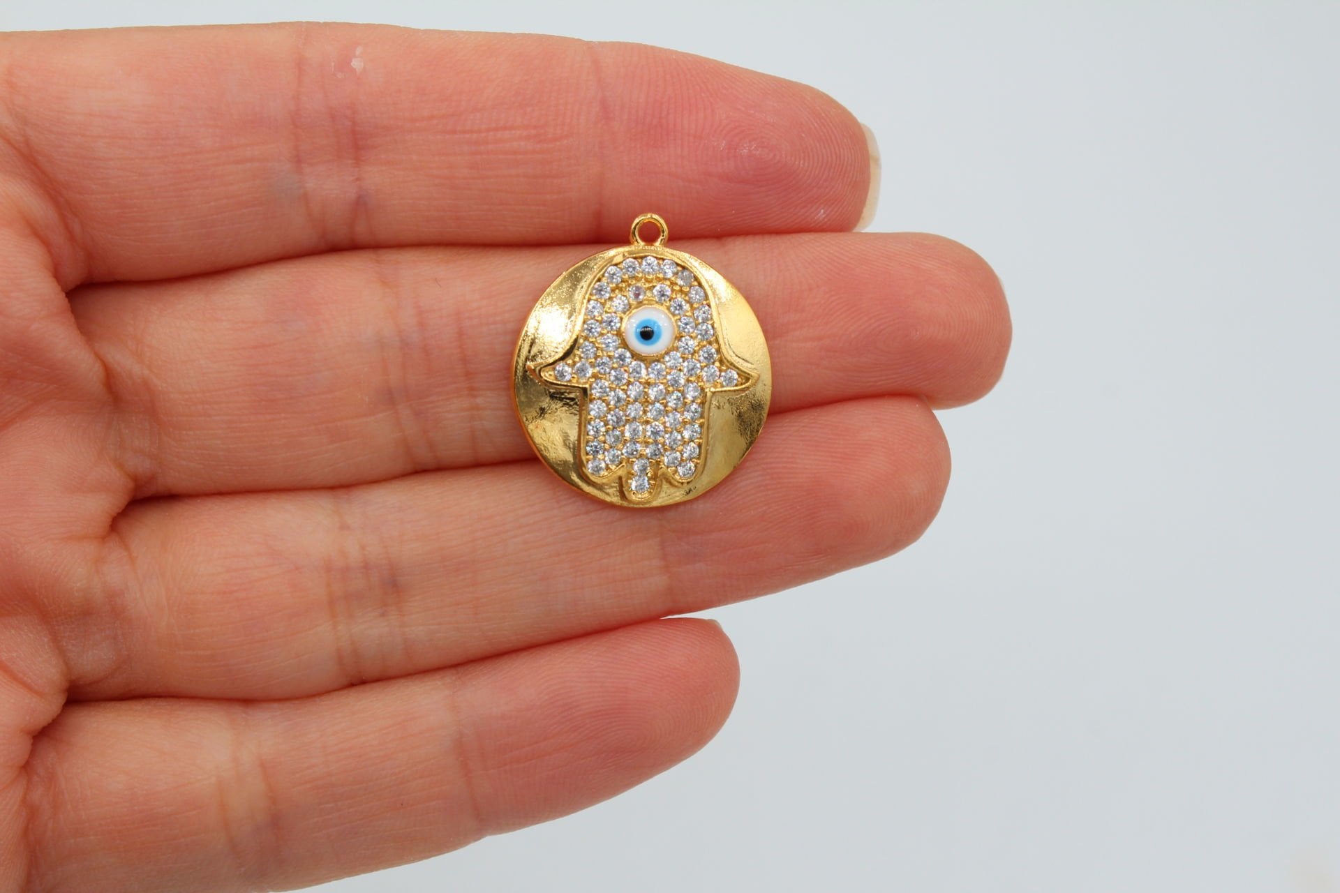 Altın Kaplama Zirkonlu Fatma Ana Eli