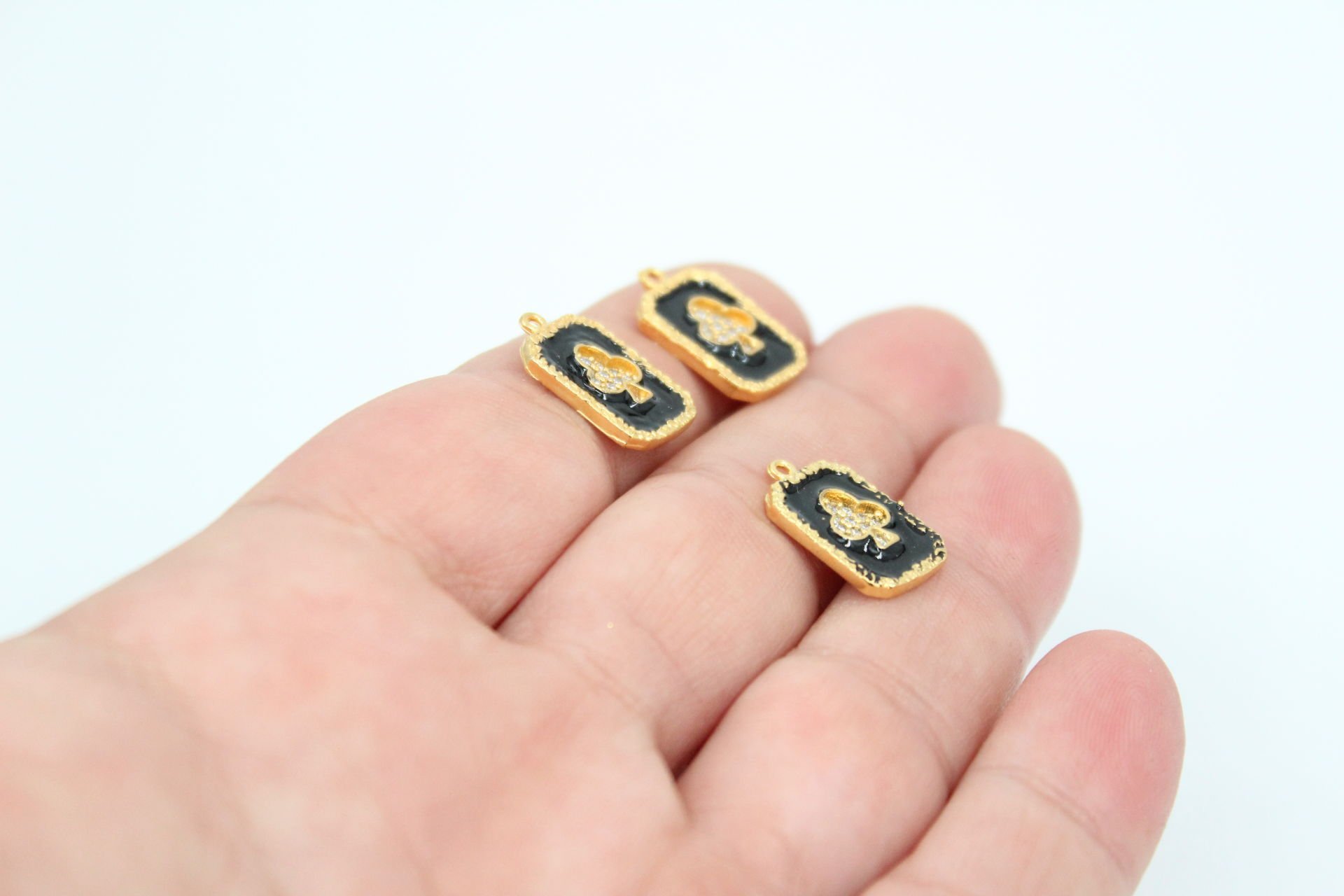 Altın Kaplama Mineli Zirkonlu Oyun Kartı Sinek