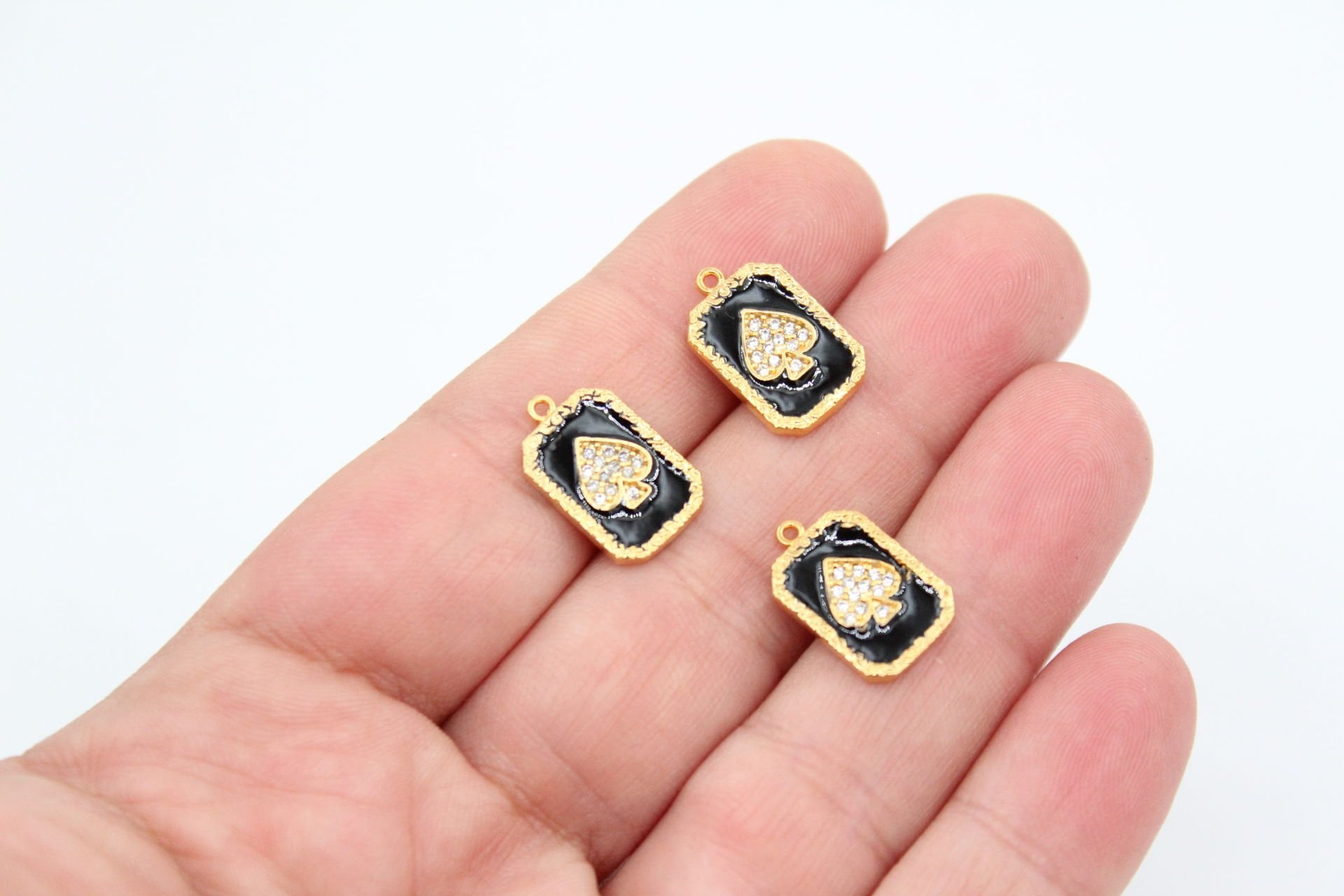 Altın Kaplama Mineli Zirkonlu Oyun Kartı Maça