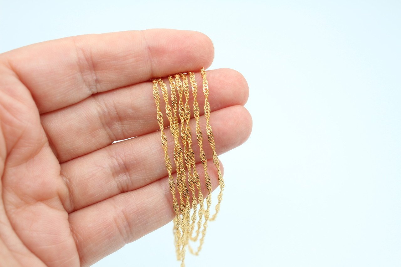 Altın Kap. İnce Burgulu Zincir 1mt