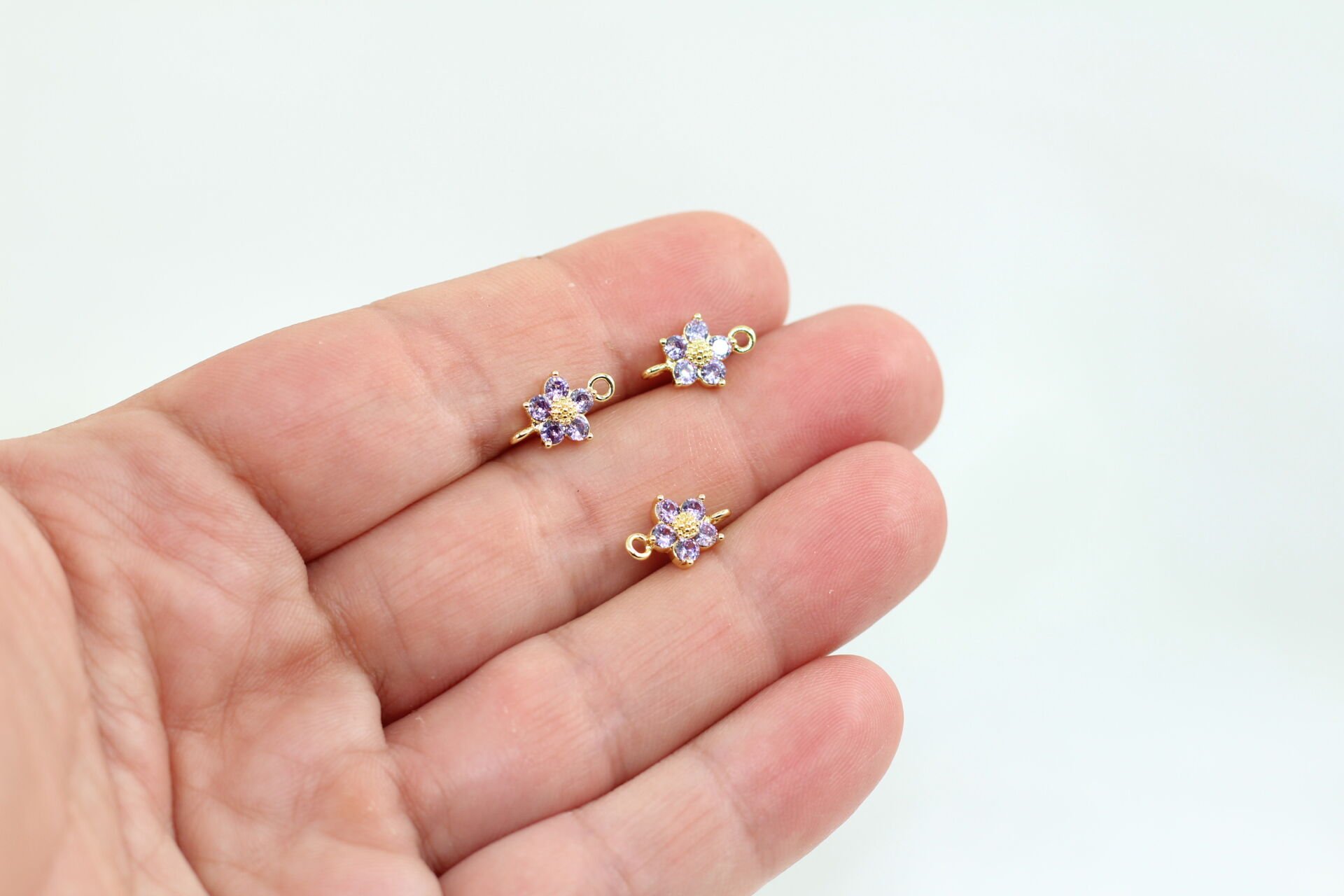 Altın Kaplama Çift Kulp Çiçek Lila