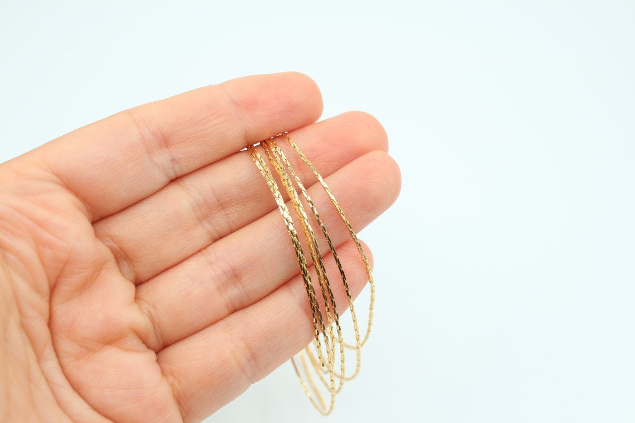 Altın Kap. Köşeli Kobra Zincir 1mt