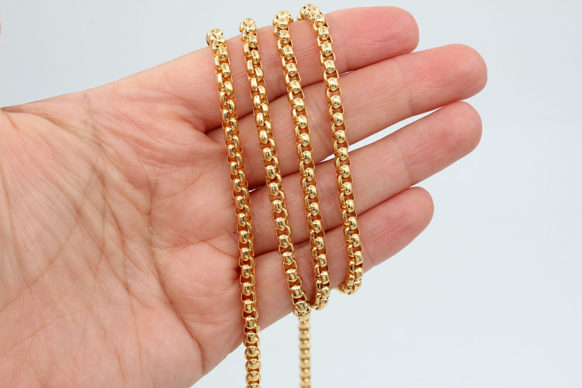 Altın Kaplama 4mm Hasır Zincir 1mt