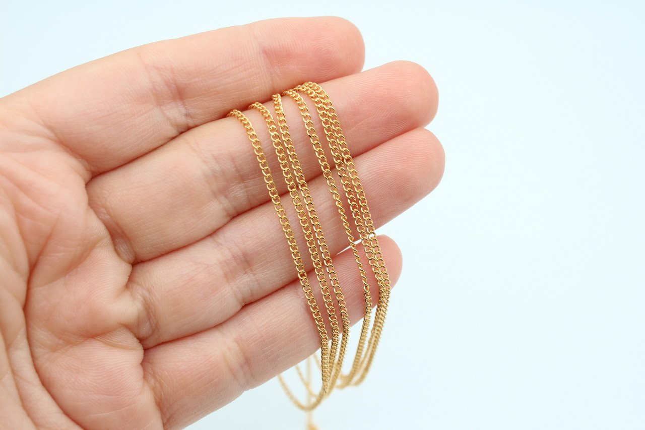 Altın Kap. İnce Düz Zincir 1mt