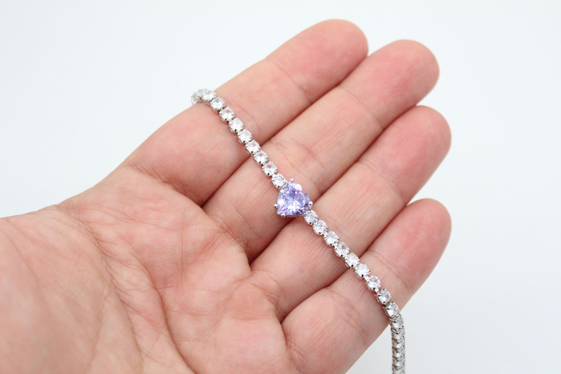 Rodyum Kaplama Lila Kalpli Su Yolu Bileklik