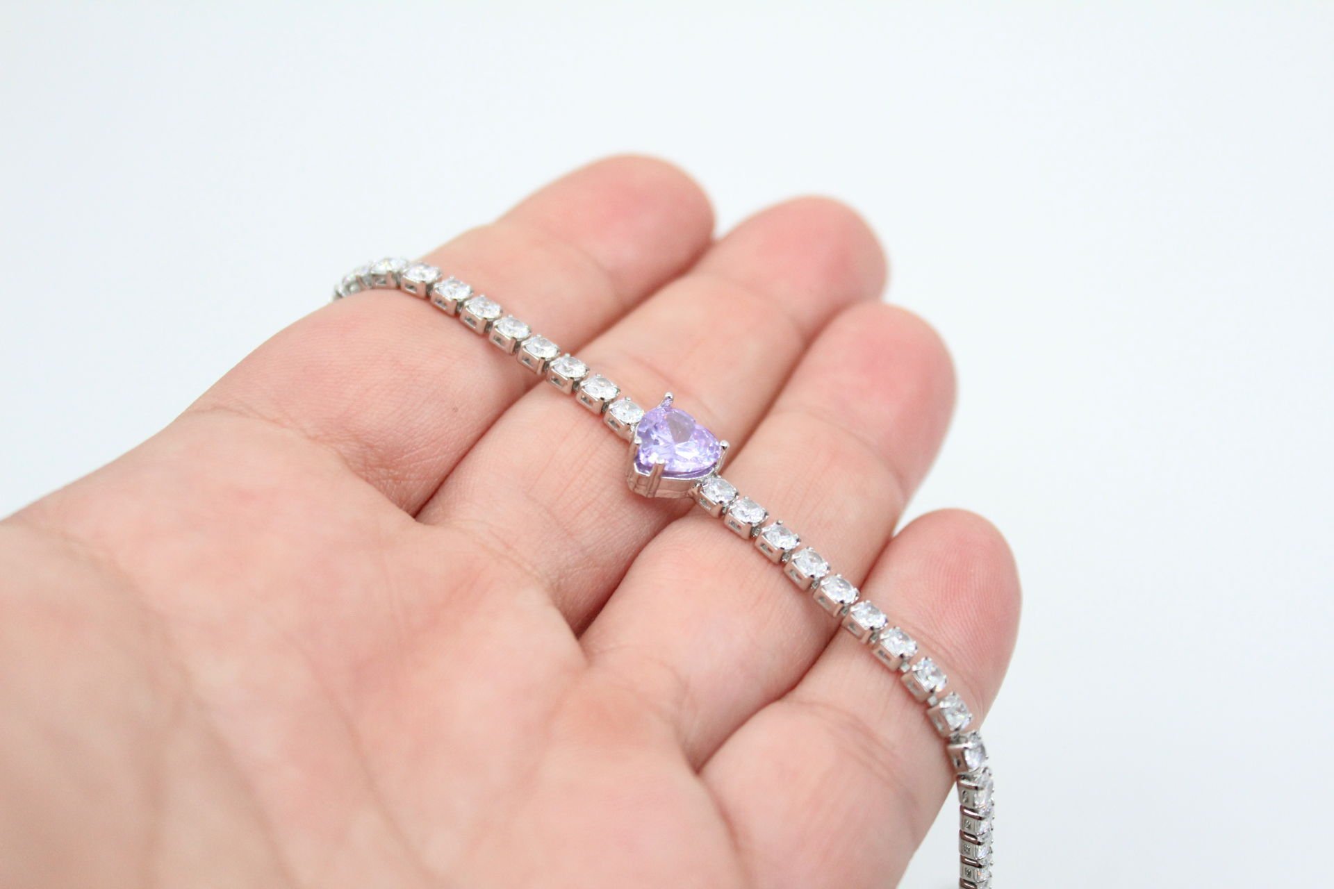 Rodyum Kaplama Lila Kalpli Su Yolu Bileklik