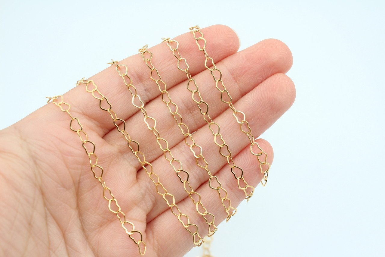 Altın Kap. Kalpli Zincir 1mt