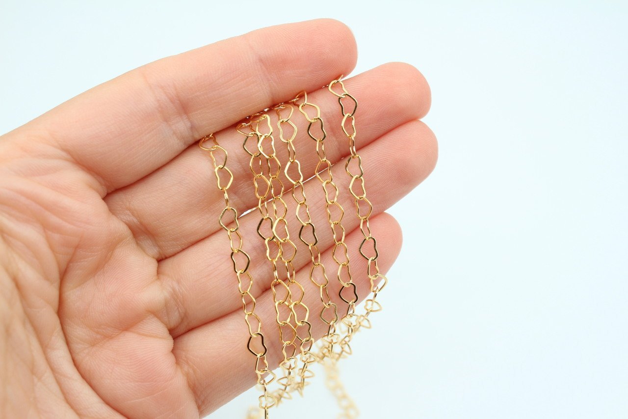 Altın Kap. Kalpli Zincir 1mt