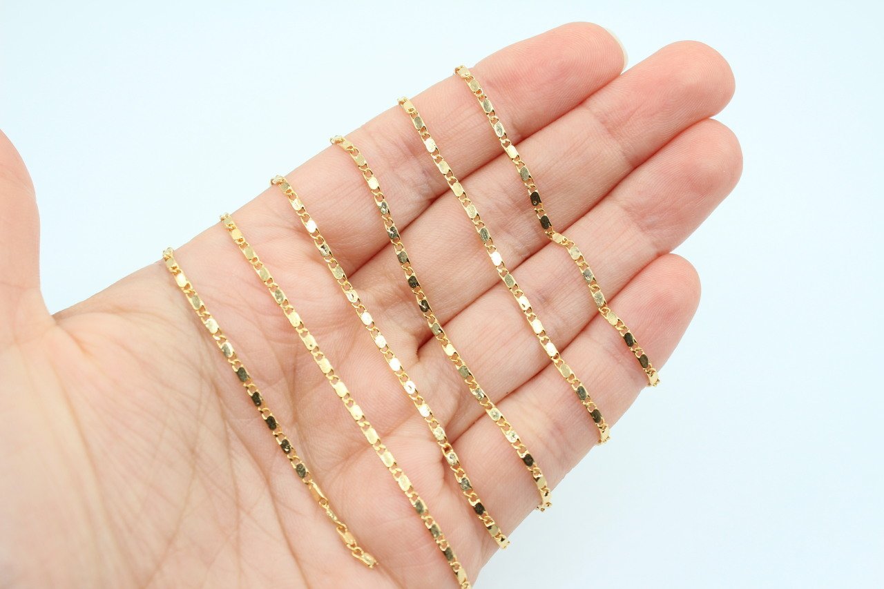 Altın Kap. Basık İnce Zincir 1mt