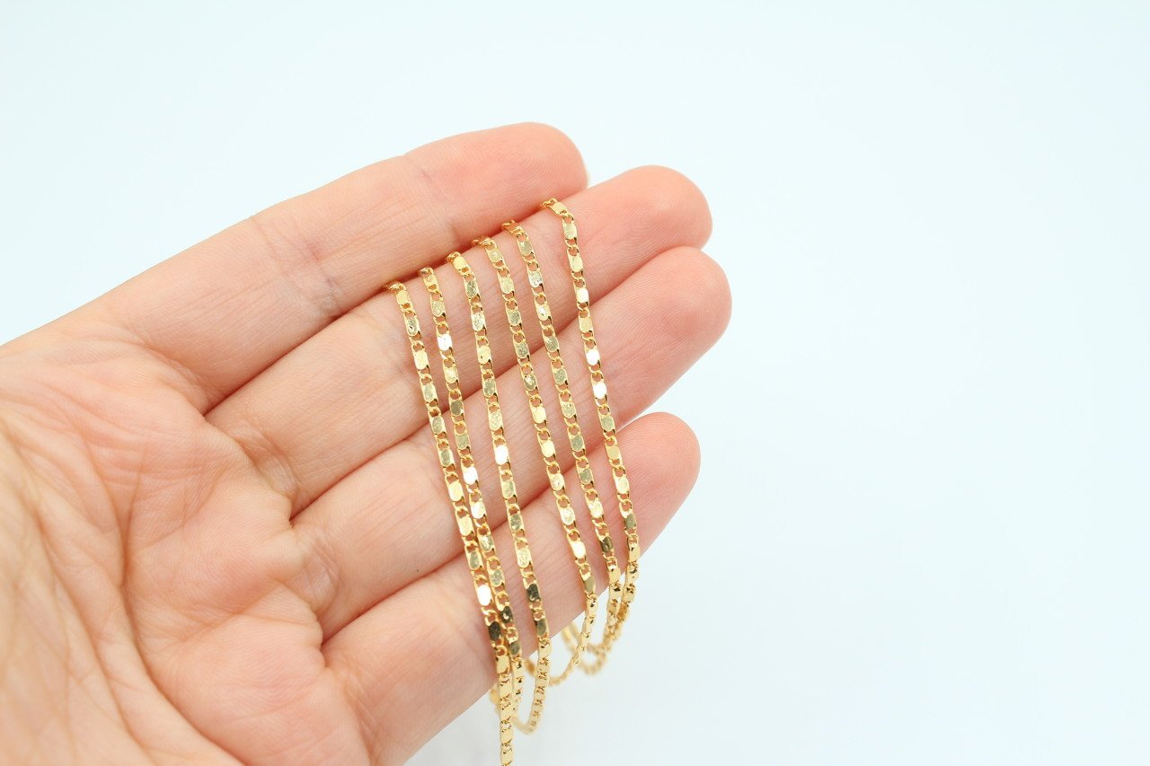 Altın Kap. Basık İnce Zincir 1mt