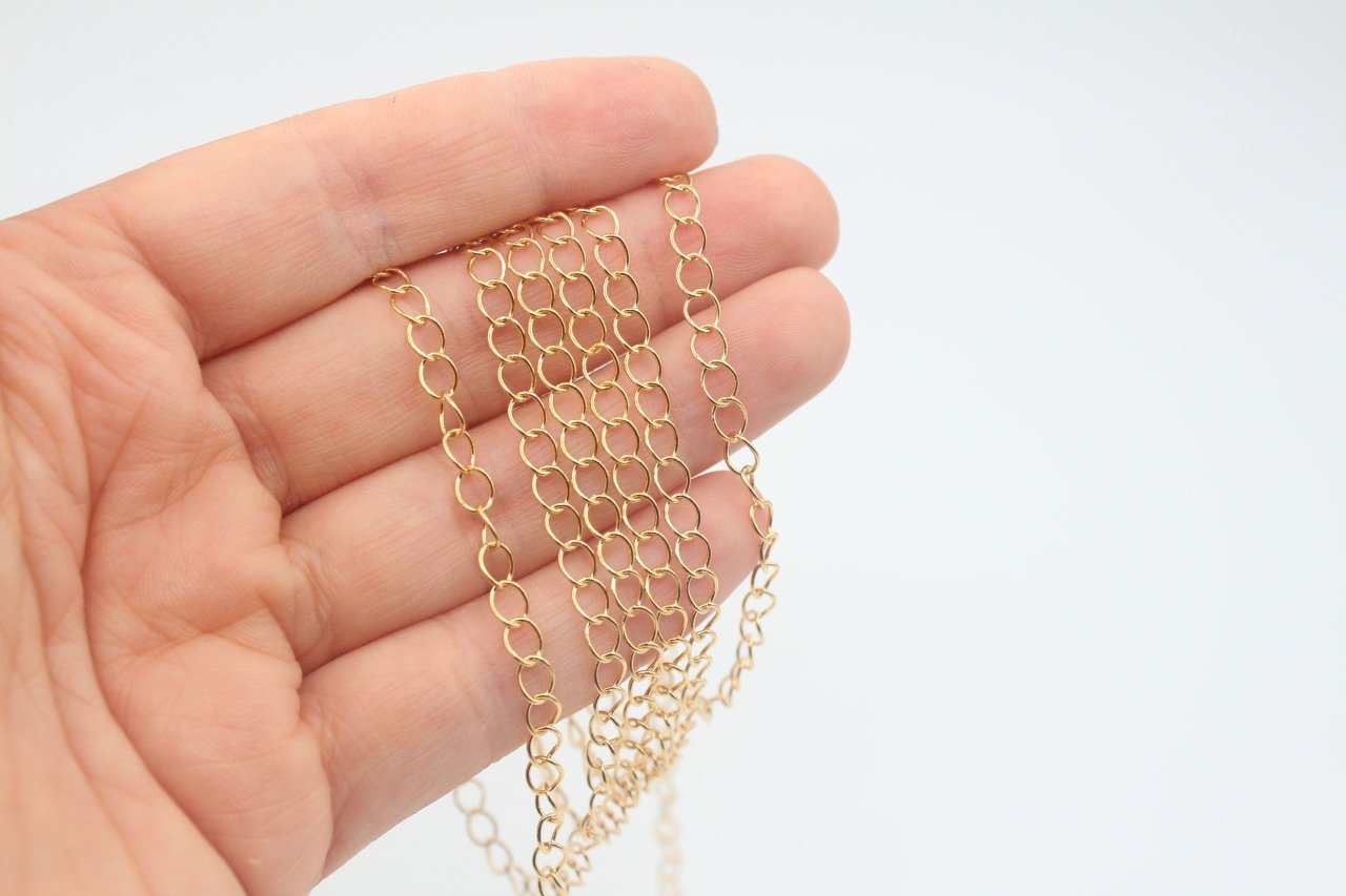Altın Kap. Geniş İnce Uzatma Zincir 1mt