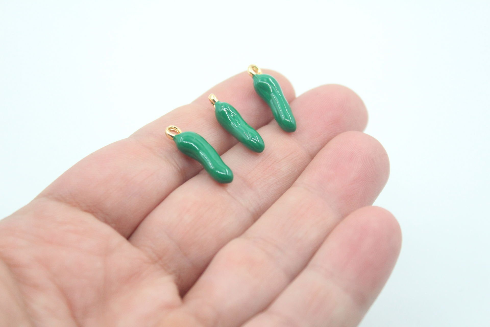 Altın Kaplama Biber Kolye Ucu Yeşil