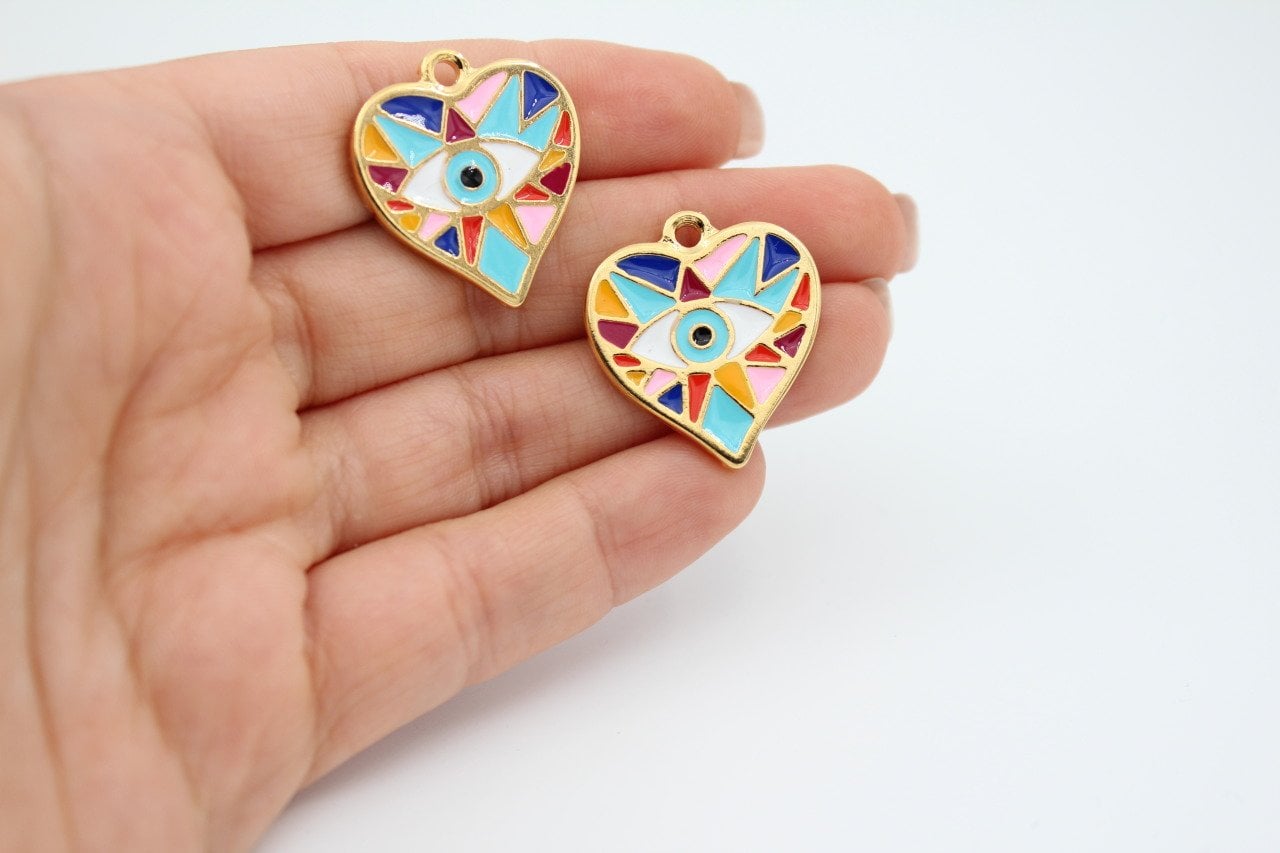 Altın Kap. Gözlü Renkli Kalp