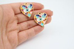 Altın Kap. Gözlü Renkli Kalp