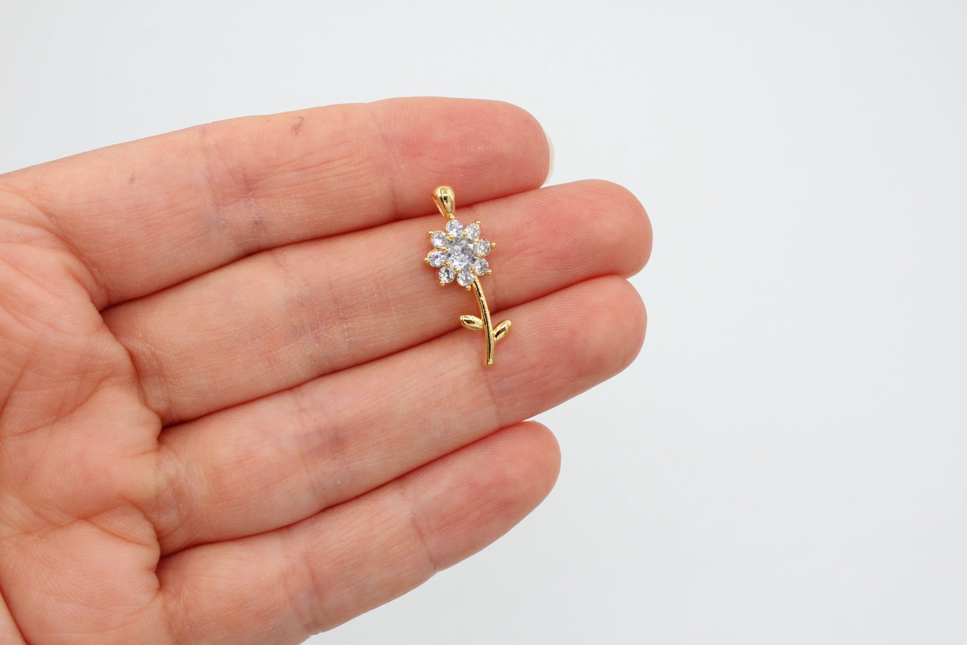 Altın Kaplama Zirkon Taşlı Çiçek