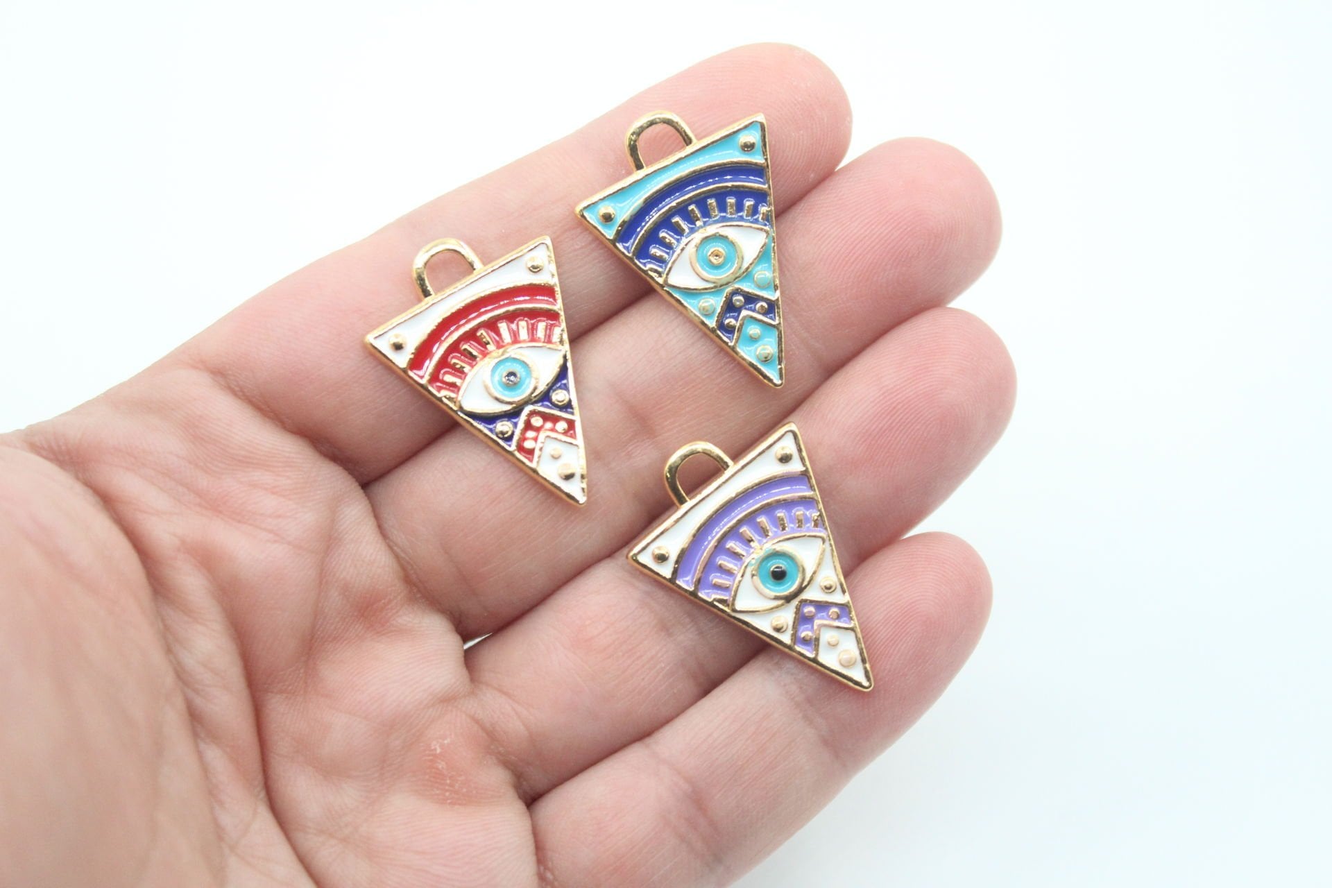 Altın Kaplama Üçgen Renkli Otantik Göz
