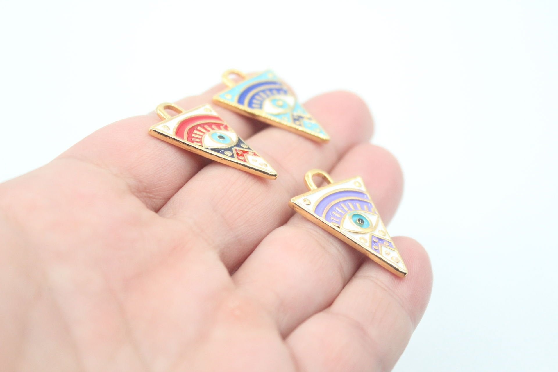 Altın Kaplama Üçgen Renkli Otantik Göz