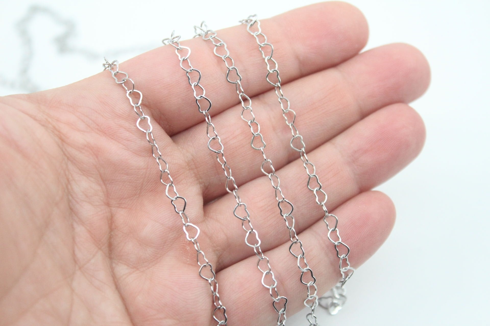 Çelik Gümüş Kalpli Zincir