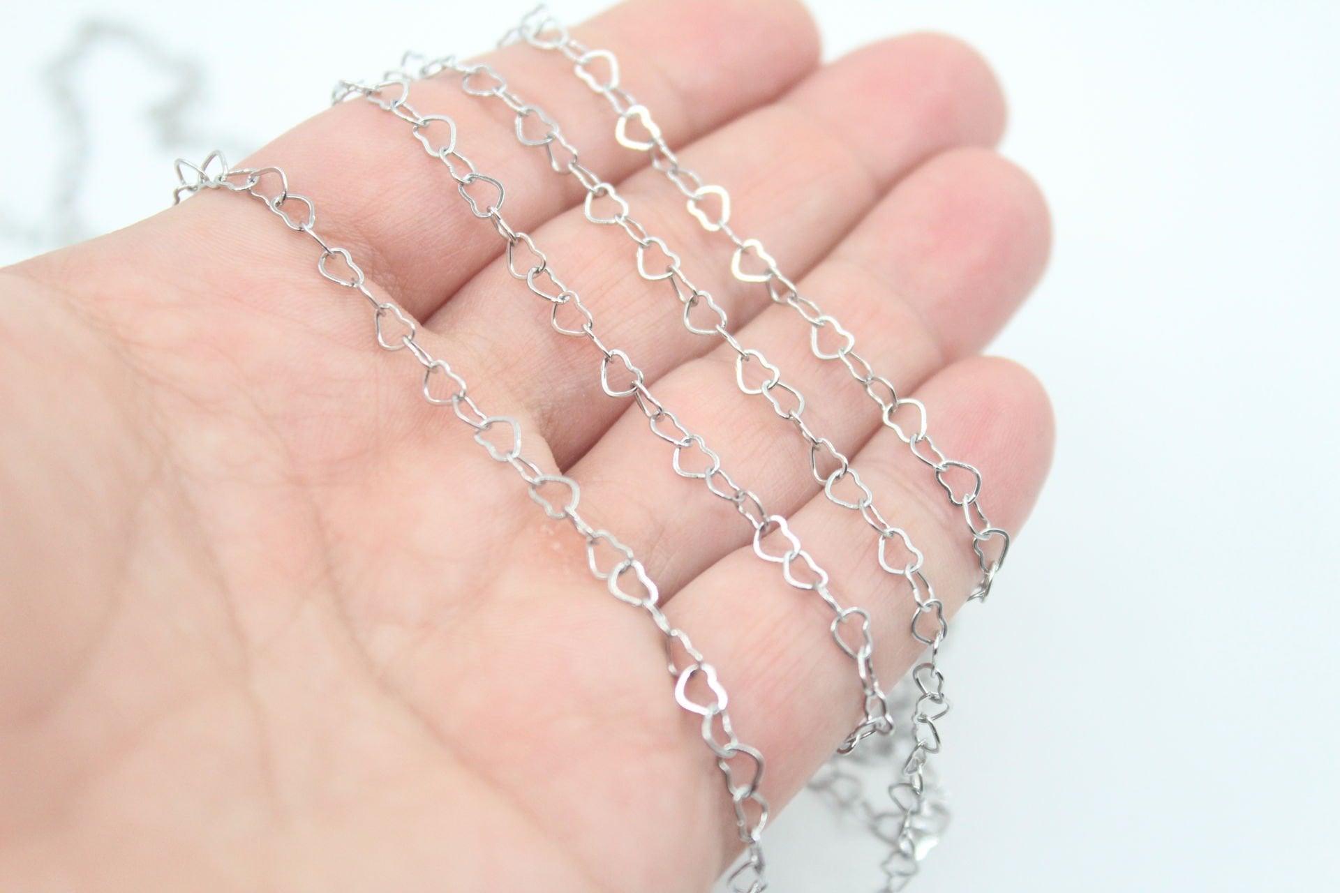 Çelik Gümüş Kalpli Zincir