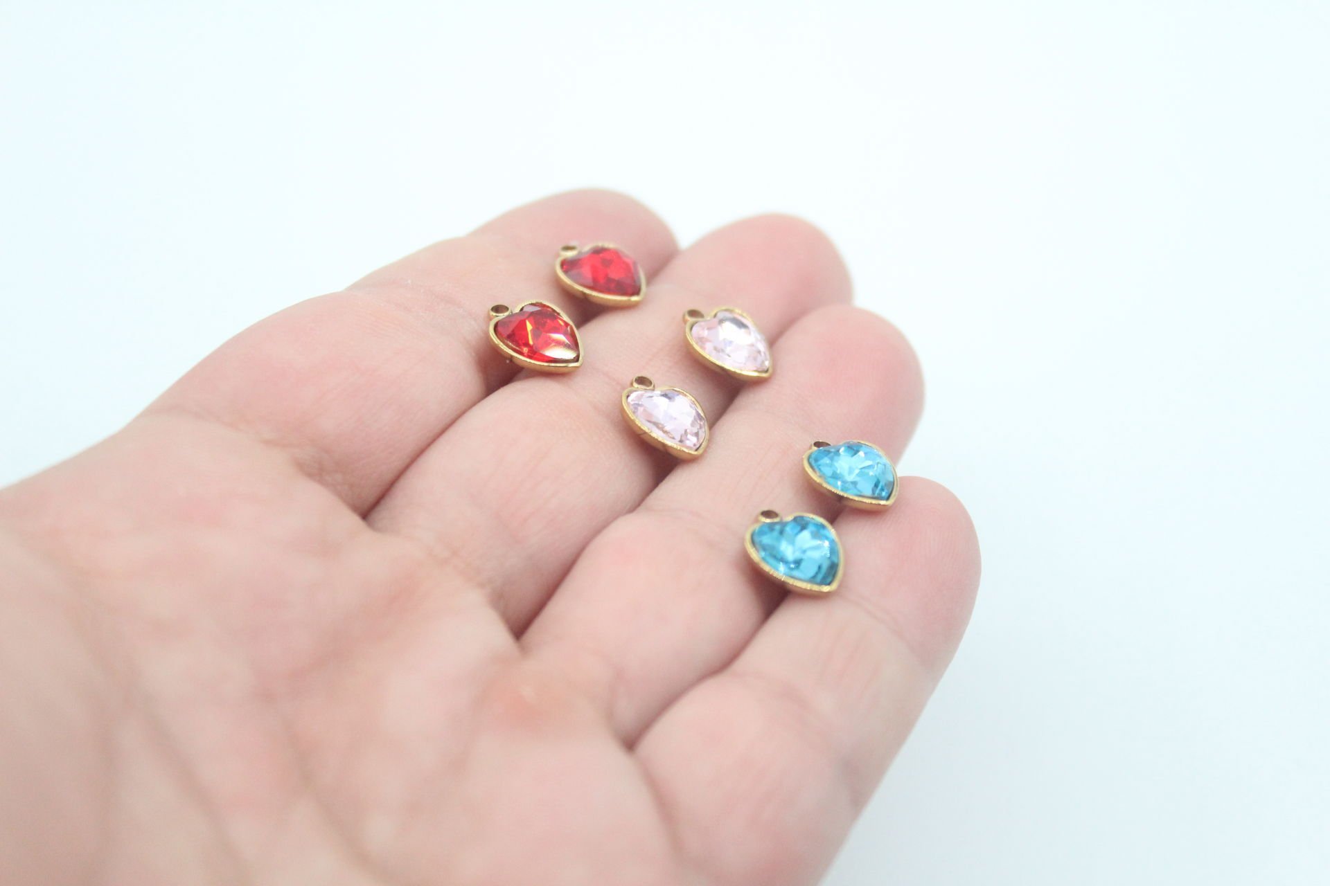 Cam Kalp Taşlı Çelik Kolye Ucu