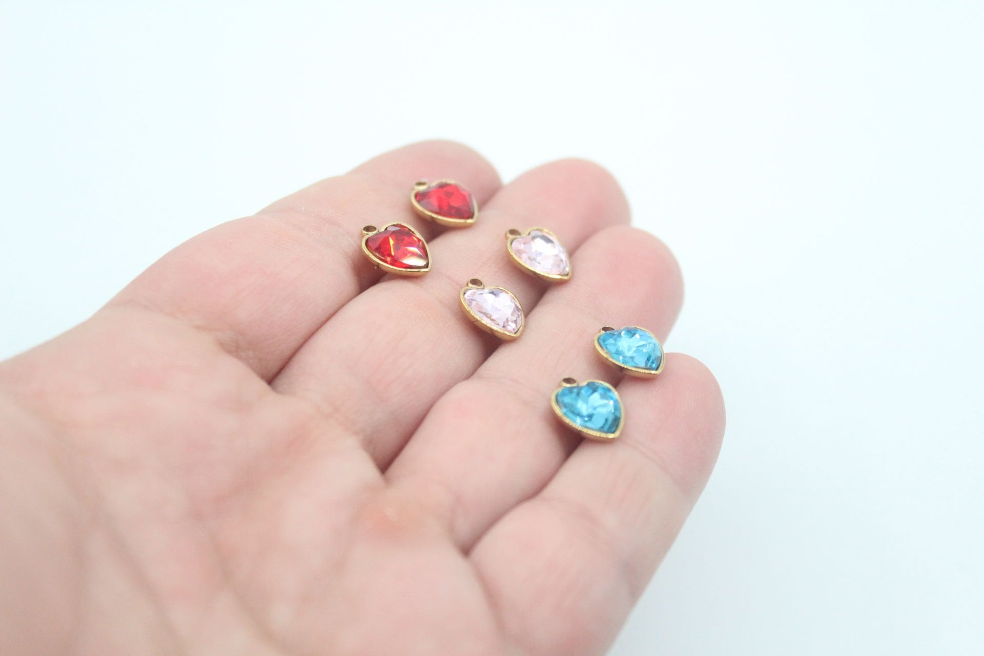 Cam Kalp Taşlı Çelik Kolye Ucu