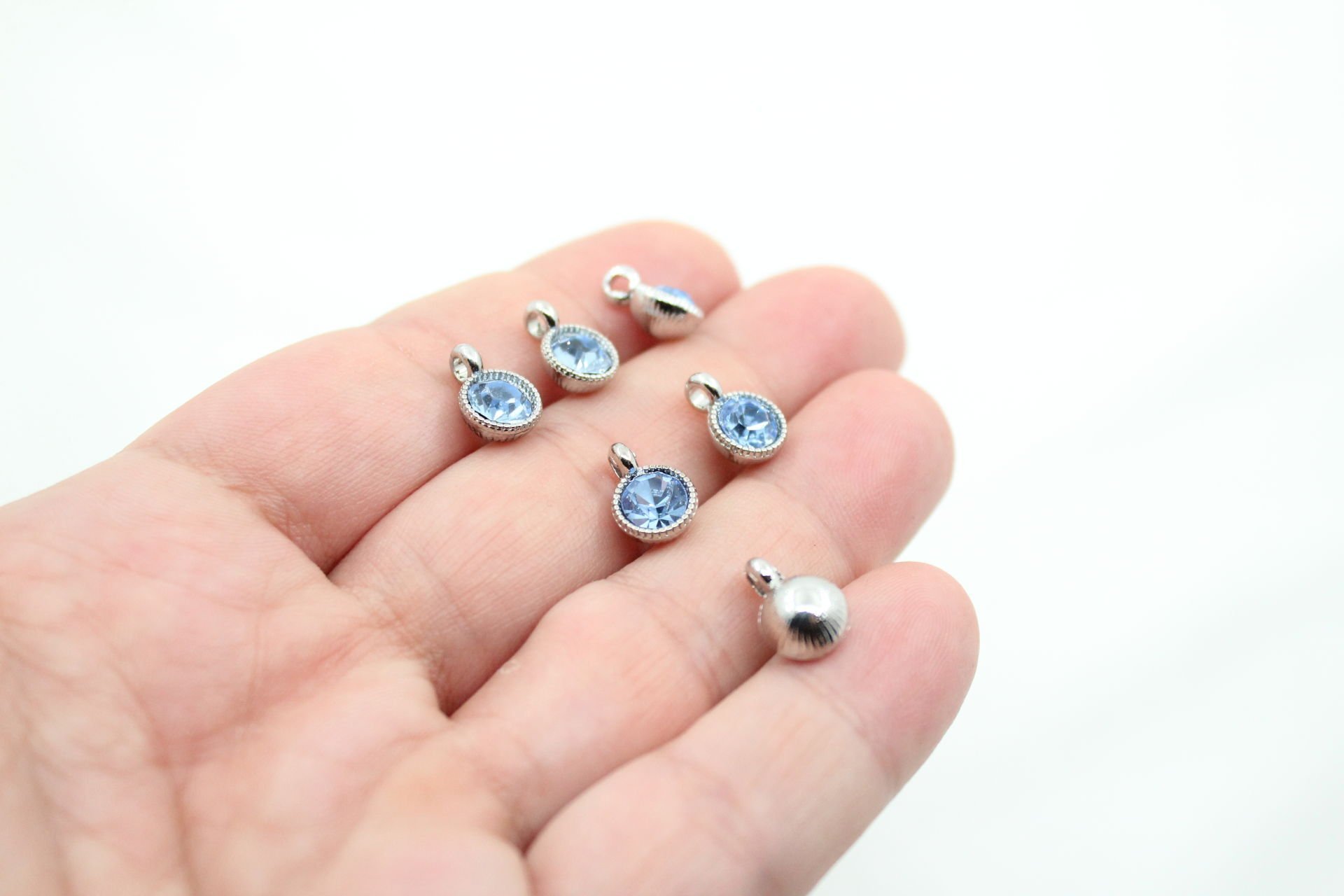 Rodyum Kaplama Tek Taş Sallantı Aparat Mavi