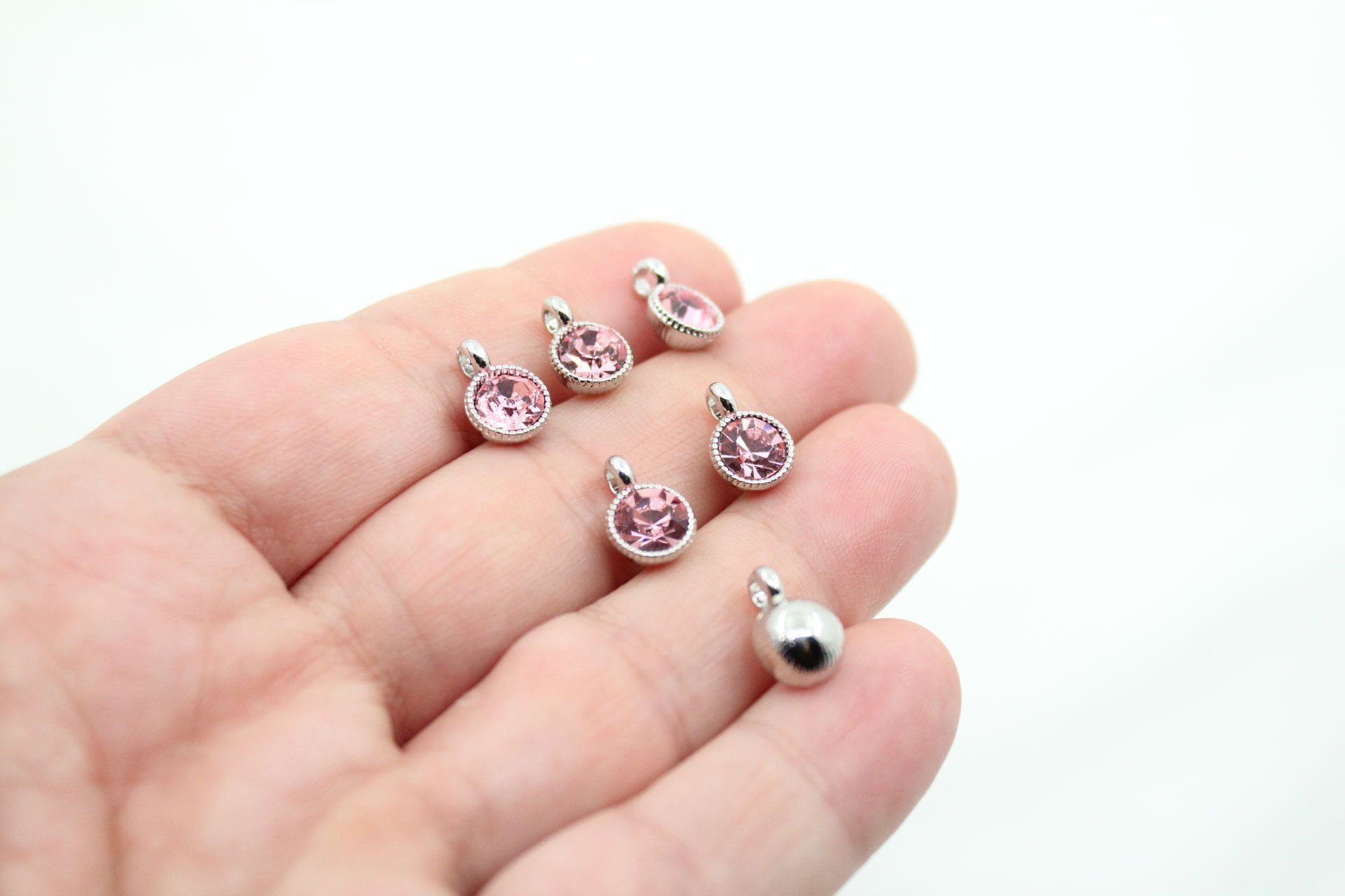 Rodyum Kaplama Tek Taş Sallantı Aparat Pembe