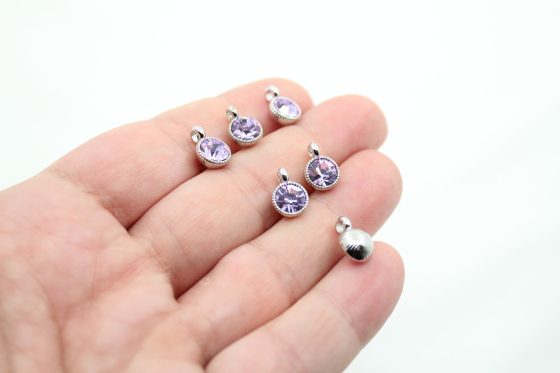 Rodyum Kaplama Tek Taş Sallantı Aparat Lila