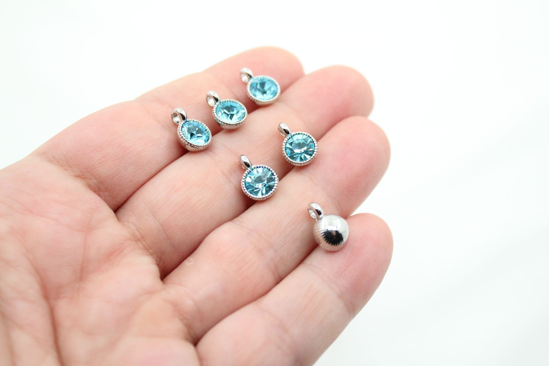 Rodyum Kaplama Tek Taş Sallantı Aparat Turkuaz