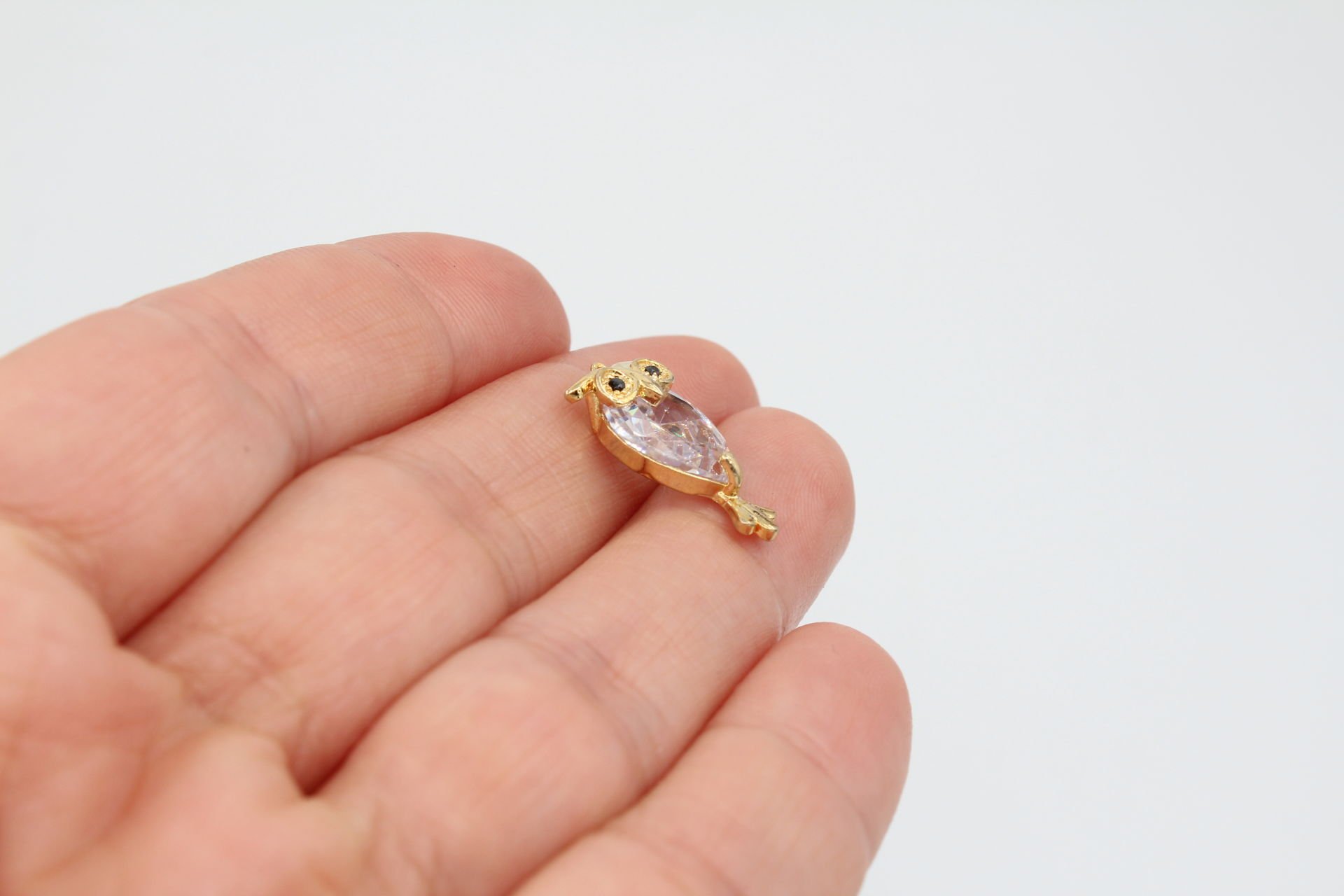 Altın Kaplama Zirkon Taşlı Baykuş Model