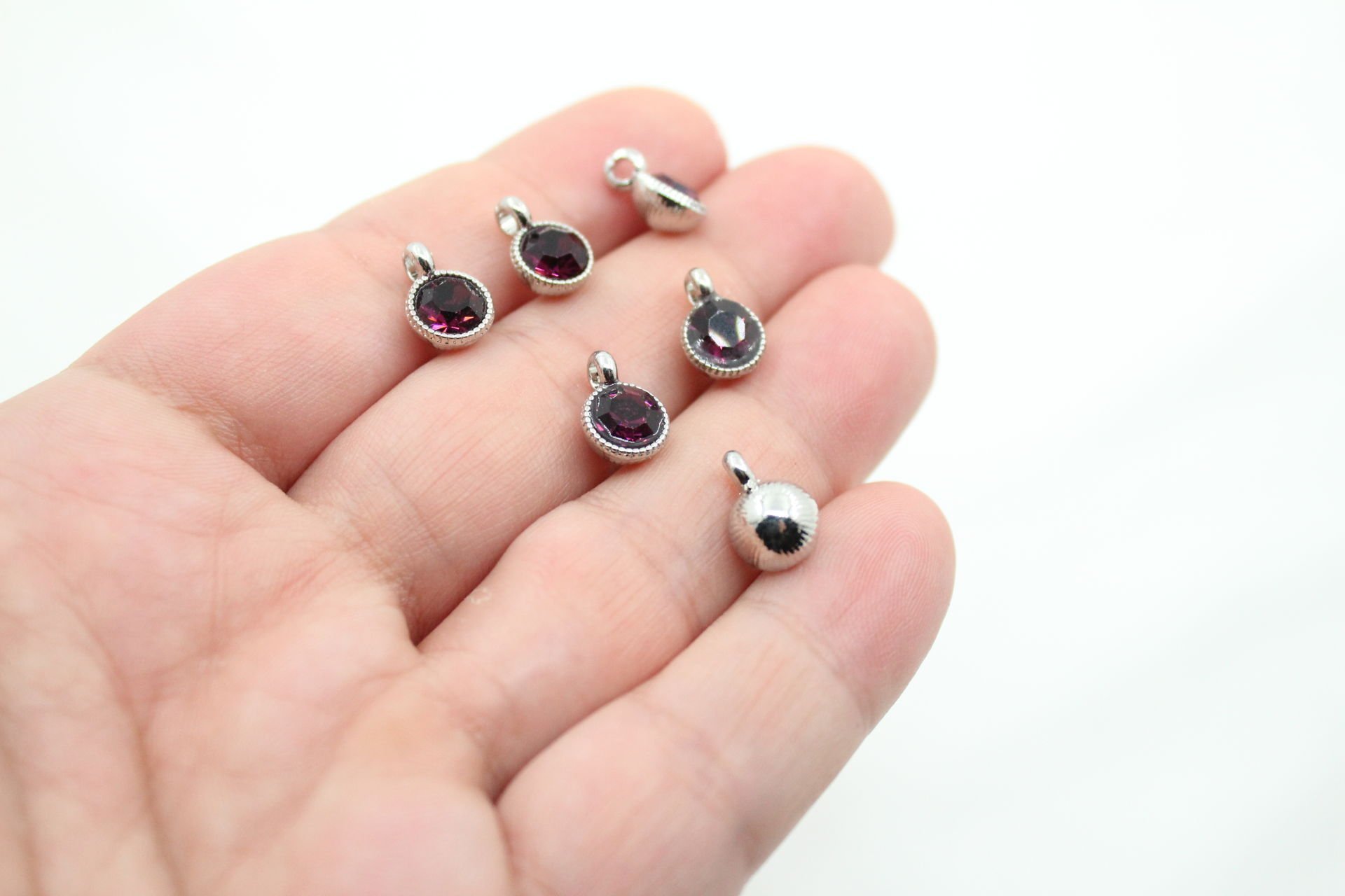 Rodyum Kaplama Tek Taş Sallantı Aparat Mürdüm