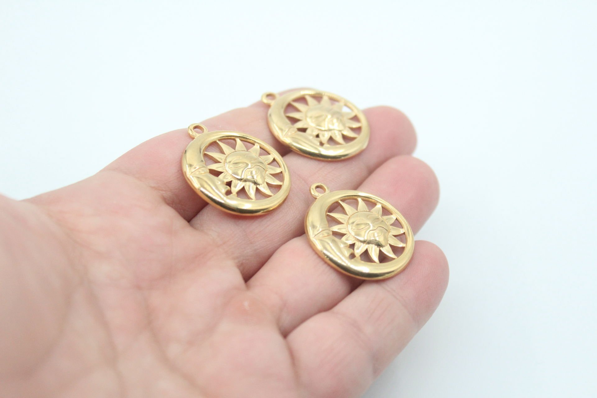 Büyük Ay-Güneş Çelik Kolye Ucu