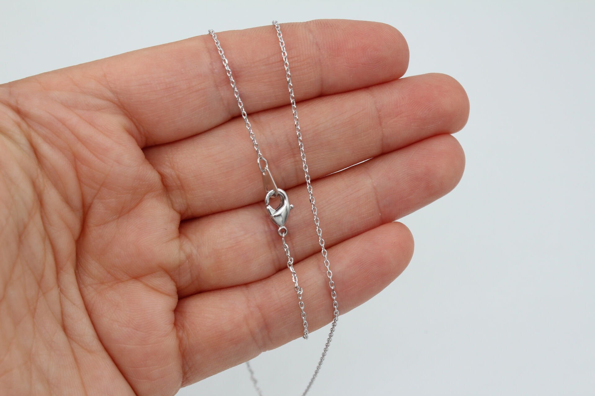 Rodyum Kaplama İnce Zincirli Hazır Kolye 40cm