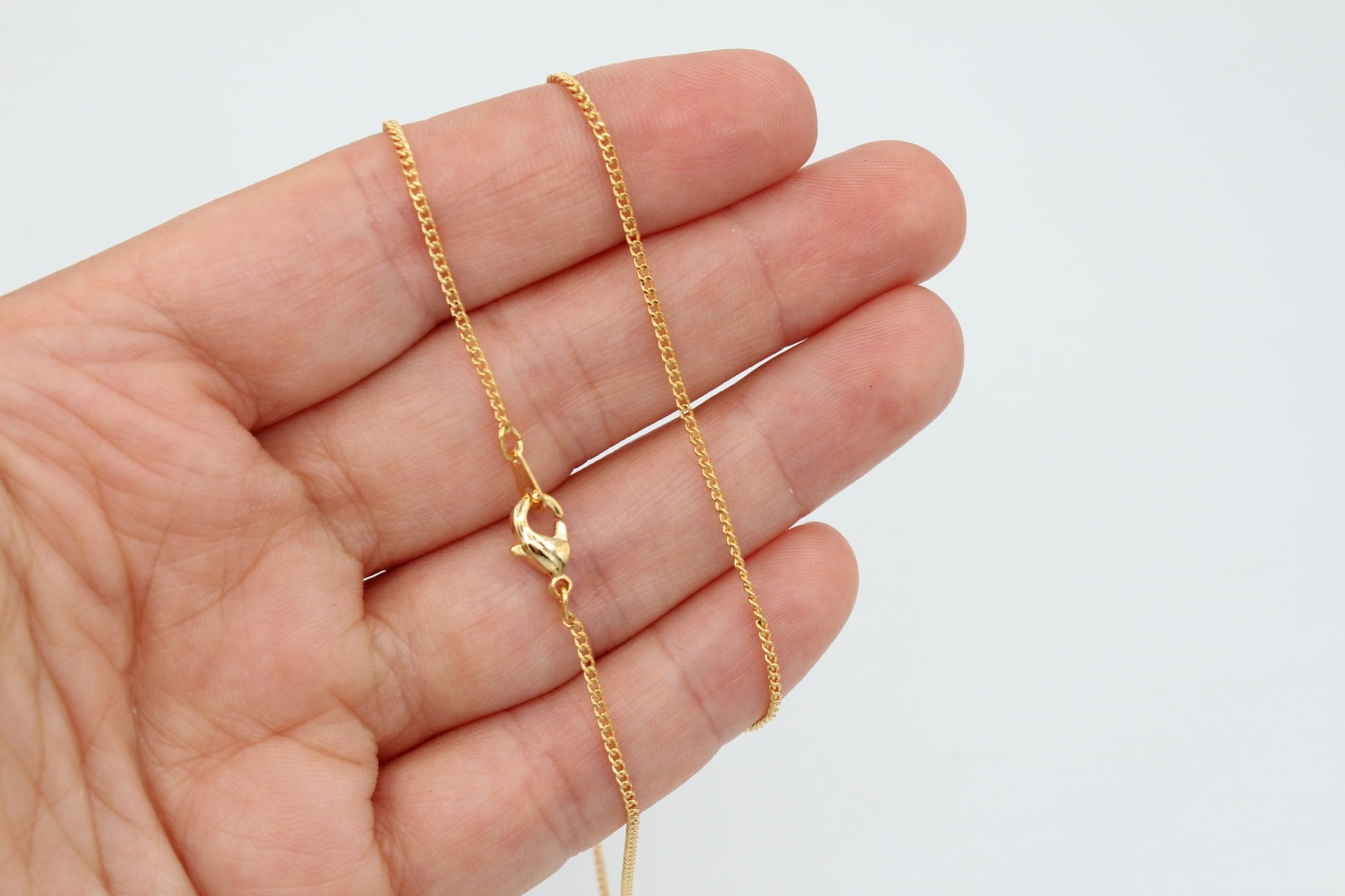 Altın Kaplama Düz Zincirli Hazır Kolye 40cm