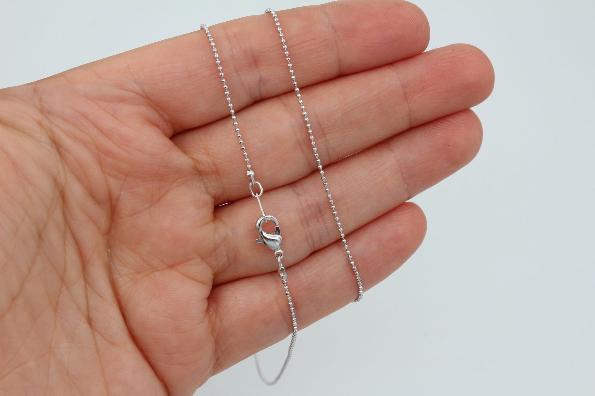 Rodyum Kaplama Top Zincirli Hazır Kolye 40cm