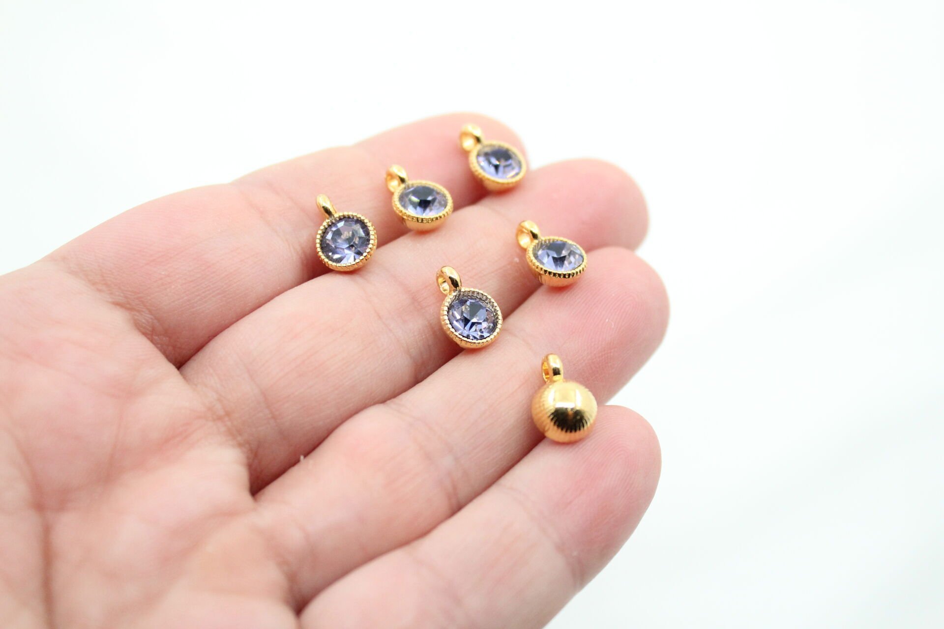 Altın Kaplama Tek Taş Sallantı Aparat Mor