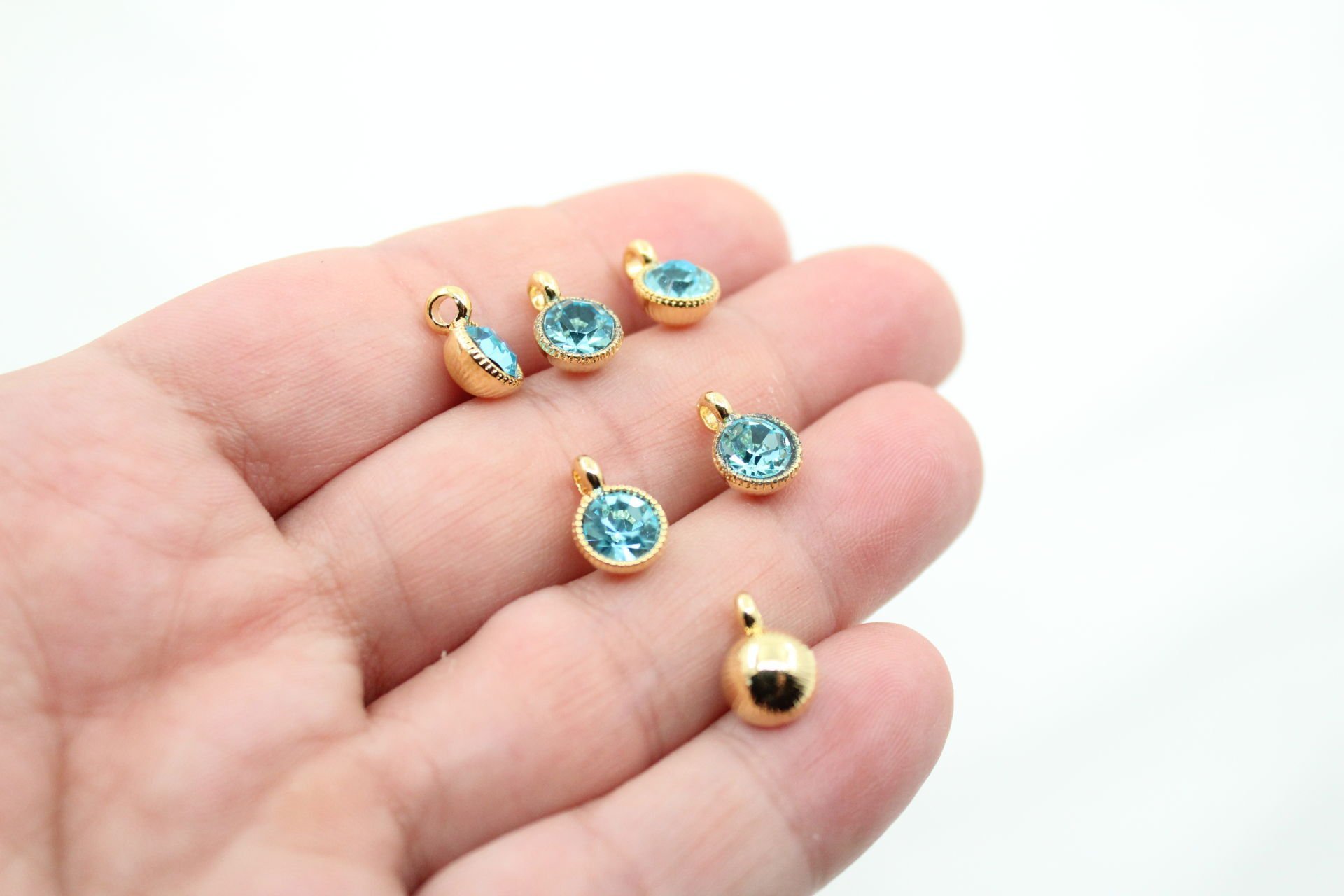 Altın Kaplama Tek Taş Sallantı Aparat Turkuaz