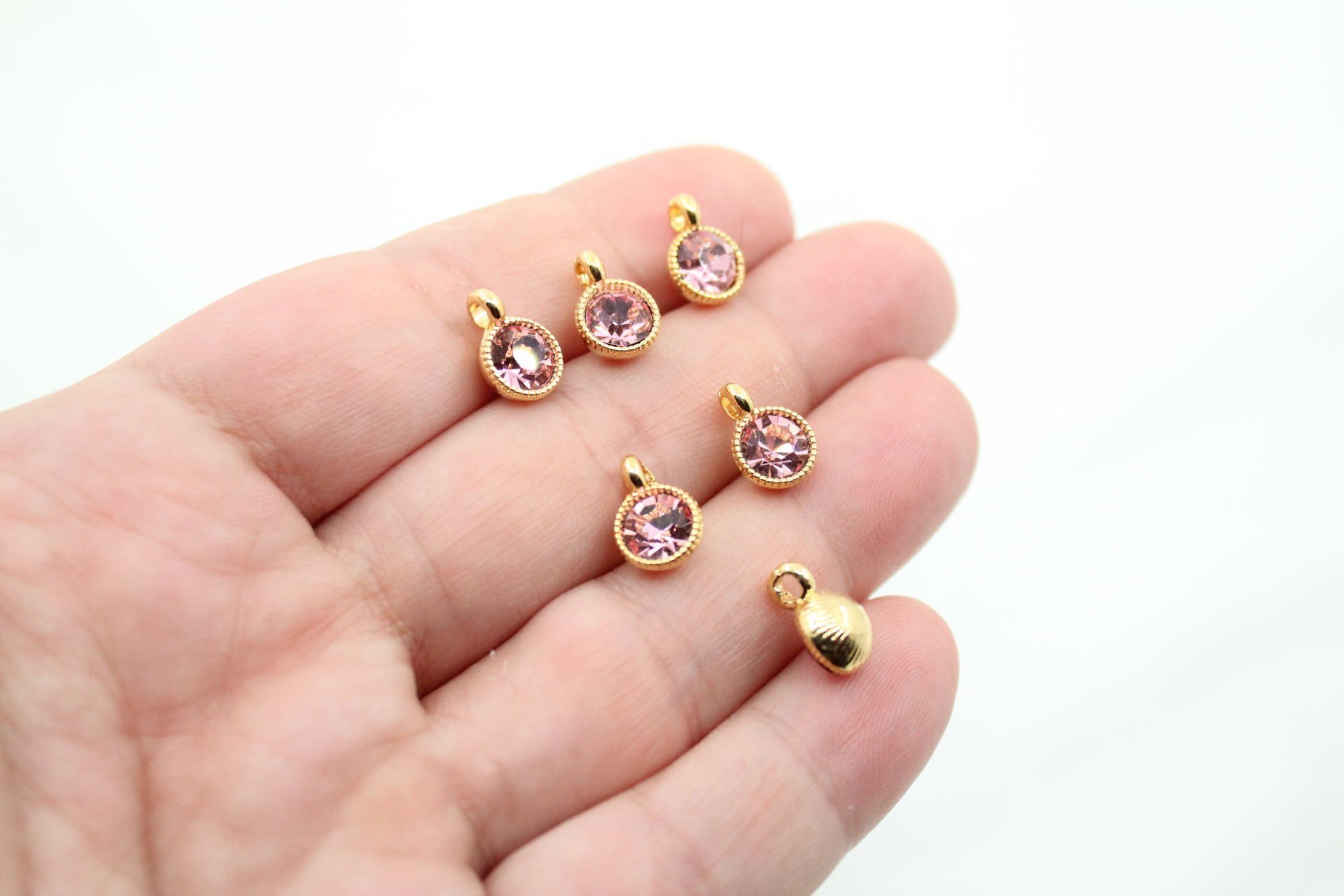 Altın Kaplama Tek Taş Sallantı Aparat Pembe