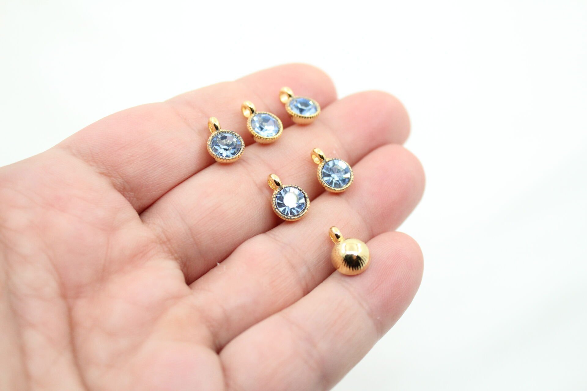 Altın Kaplama Tek Taş Sallantı Aparat Mavi