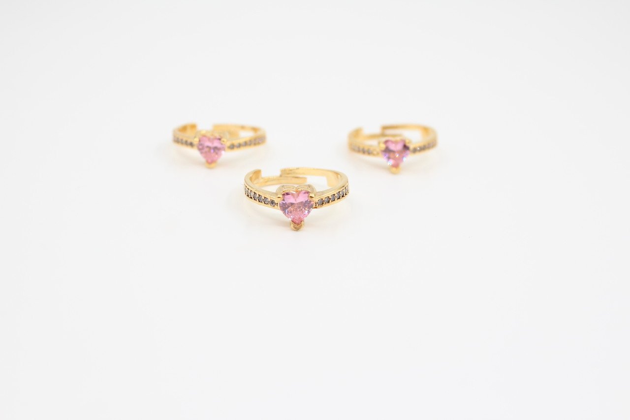Altın Kap. 6mm Pembe Kalp Zirkonlu Yüzük