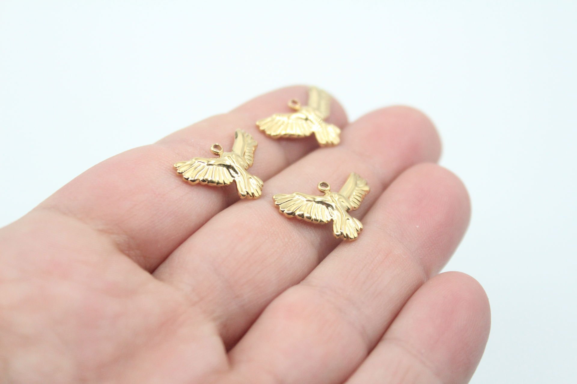 Kuş Figürlü Çelik Kolye Ucu