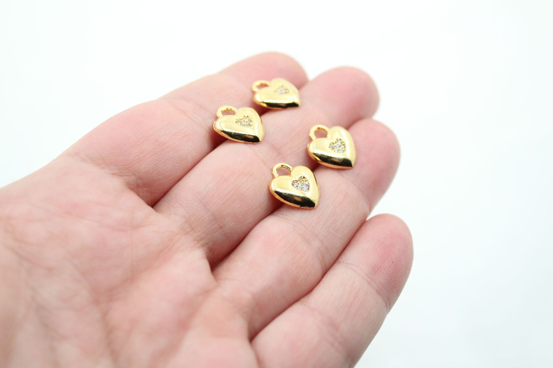 Altın Kaplama İçi  Zirkonlu Kalp