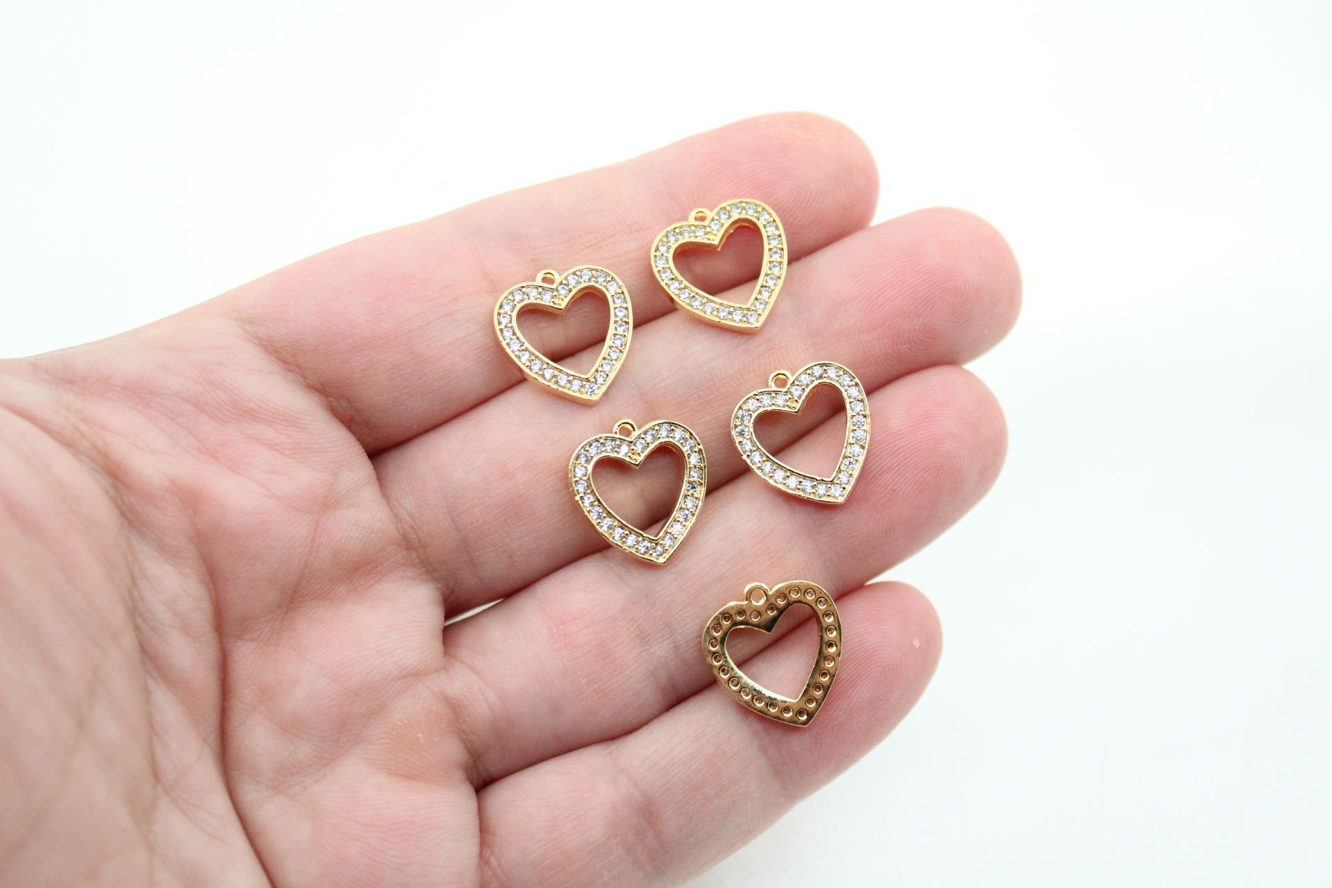 Altın Kaplama Zirkonlu Kalp