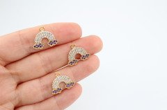Altın Kap. Zirkonlu Gökkuşağı Beyaz/Lila