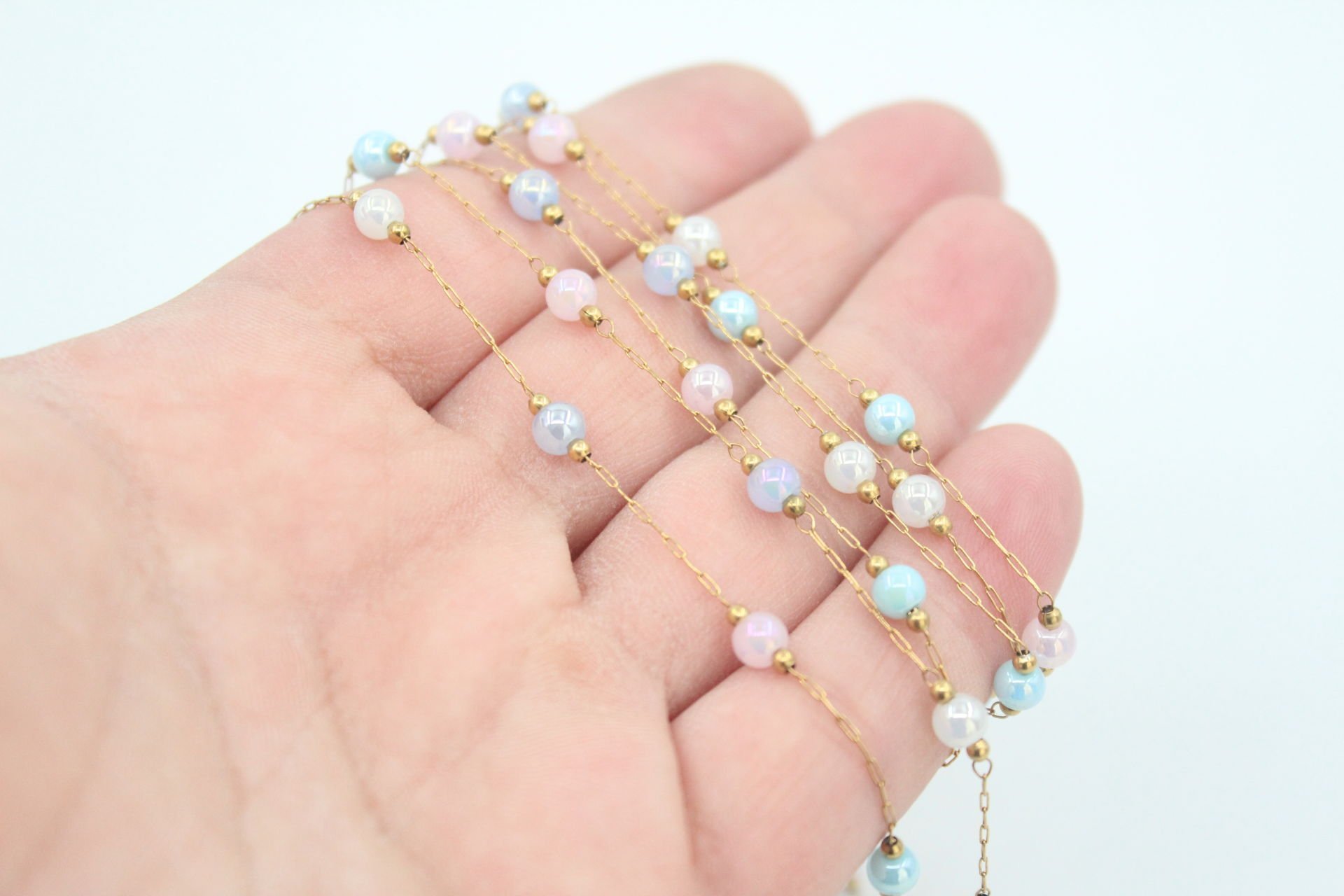 Yuvarlak Taşlı Çelik Zincir