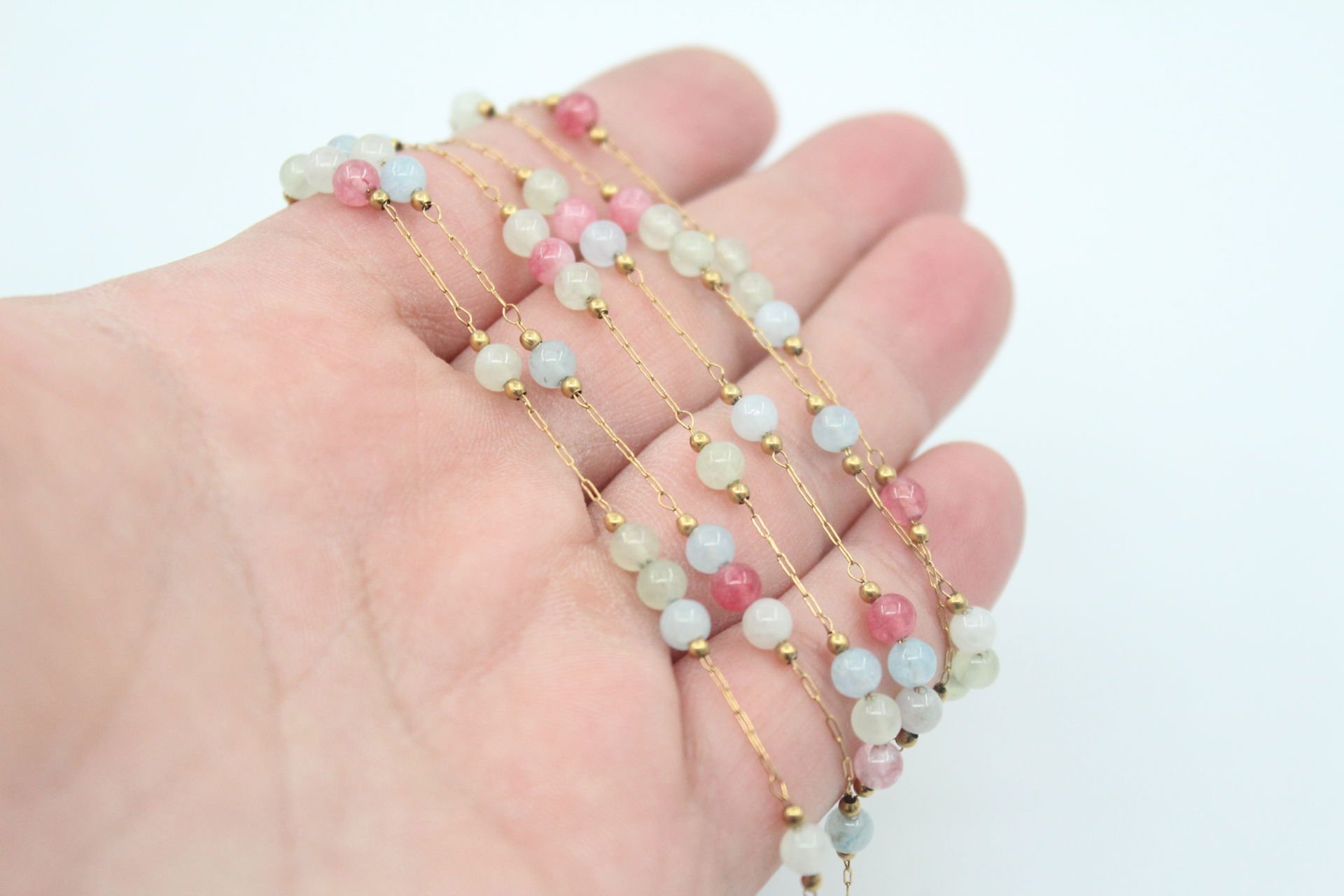 Yuvarlak Soft Renk Taşlı Çelik Zincir