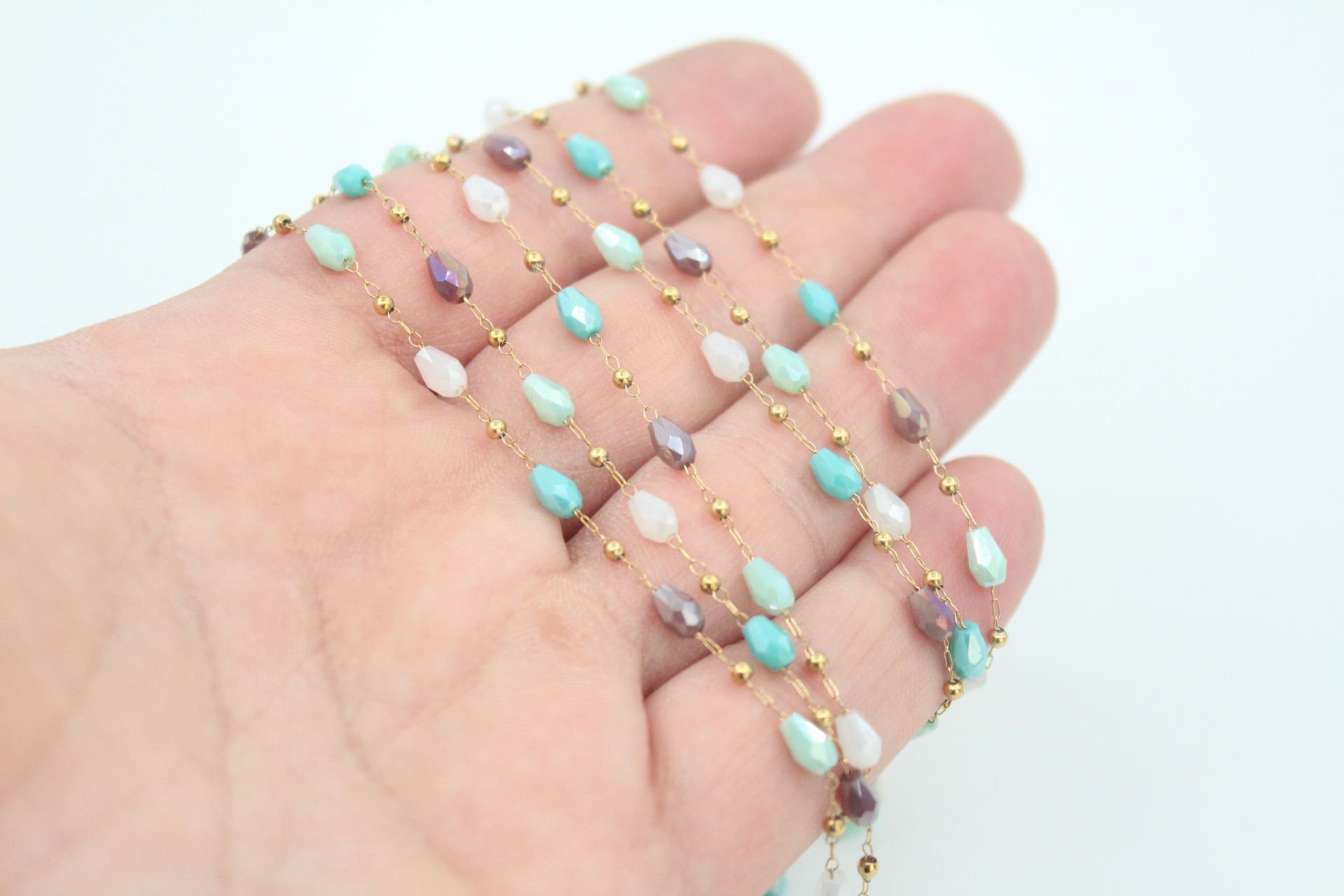 Mix Damla Taşlı Çelik Zincir