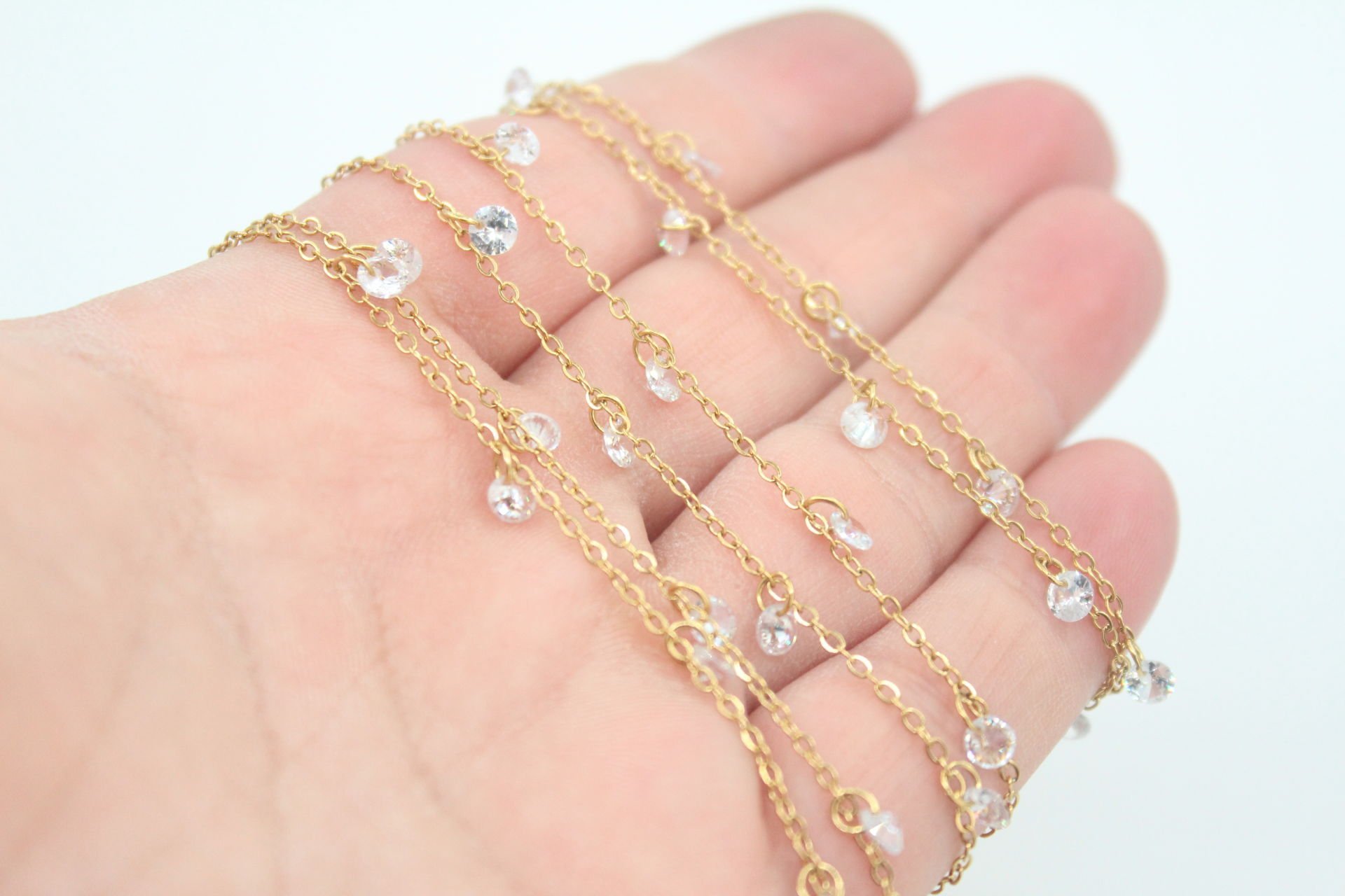 Sallantı Zirkonlu Çelik Zincir