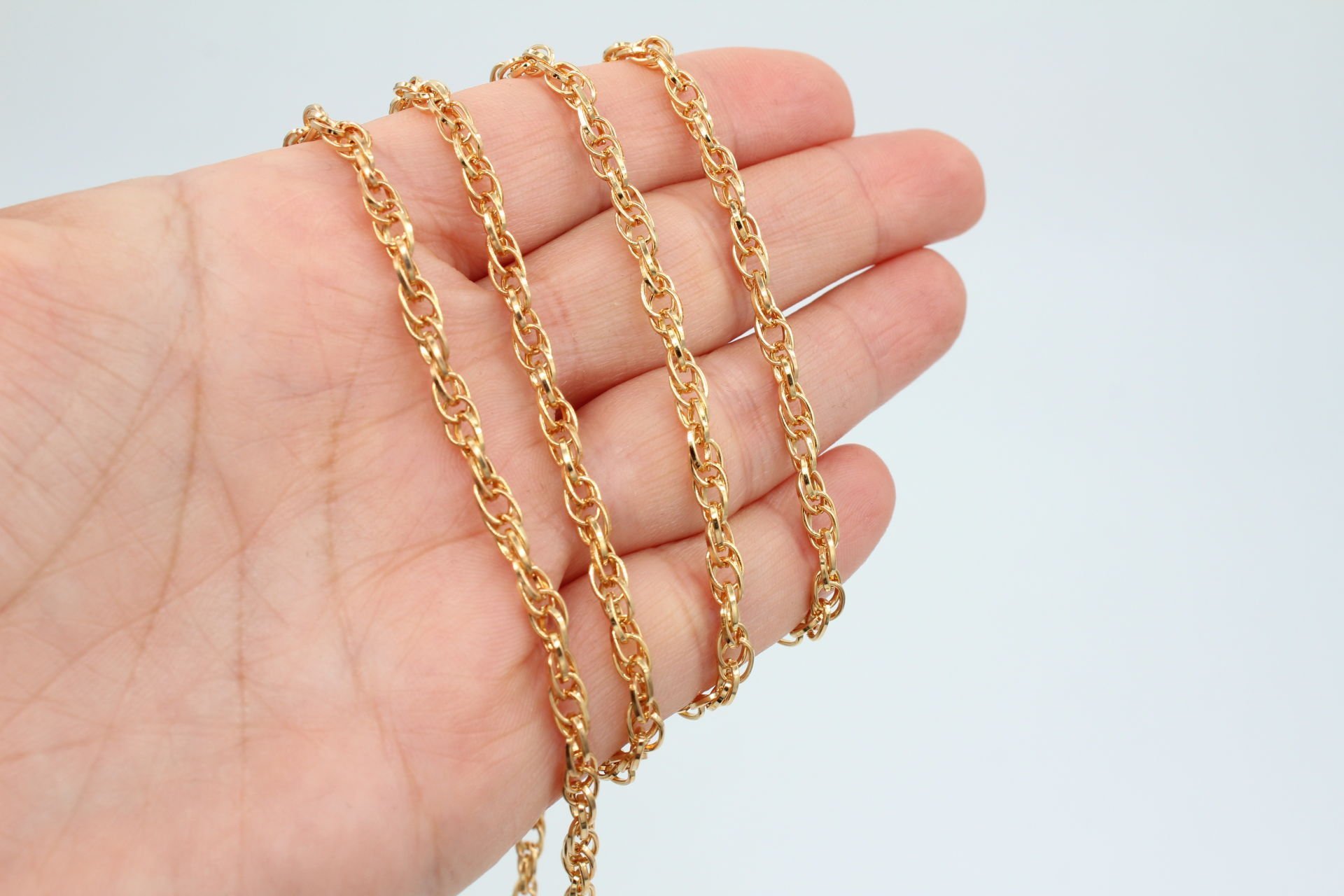 Altın Kaplama Küçük Çiftli Zincir